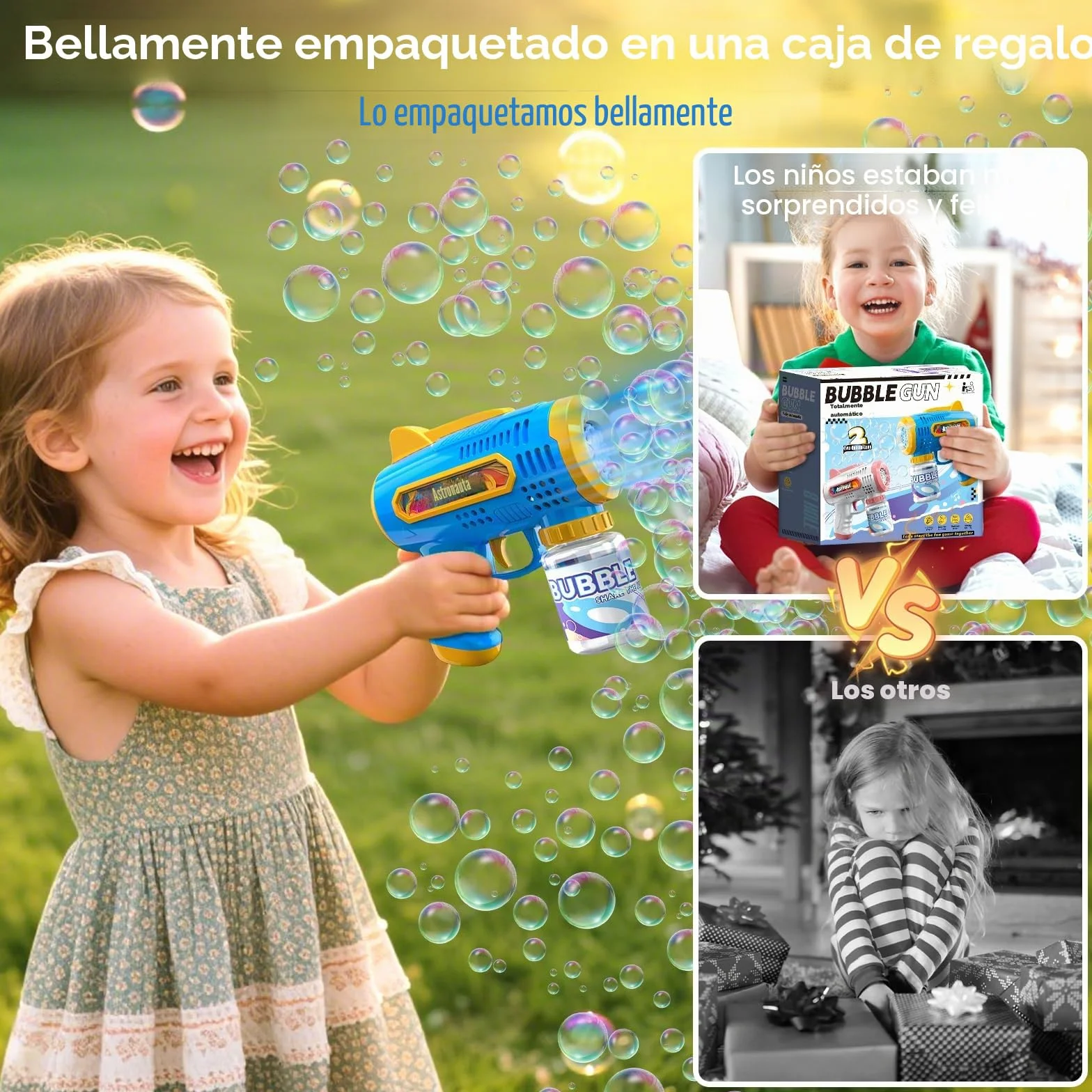 2 Pistola de Burbujas para Niños Máquina Burbujas de Jabon Niños Máquina Automática de Burbujas 10000+ Burbujas para Cumpleaños Fiestas, Aire Libre Bodas