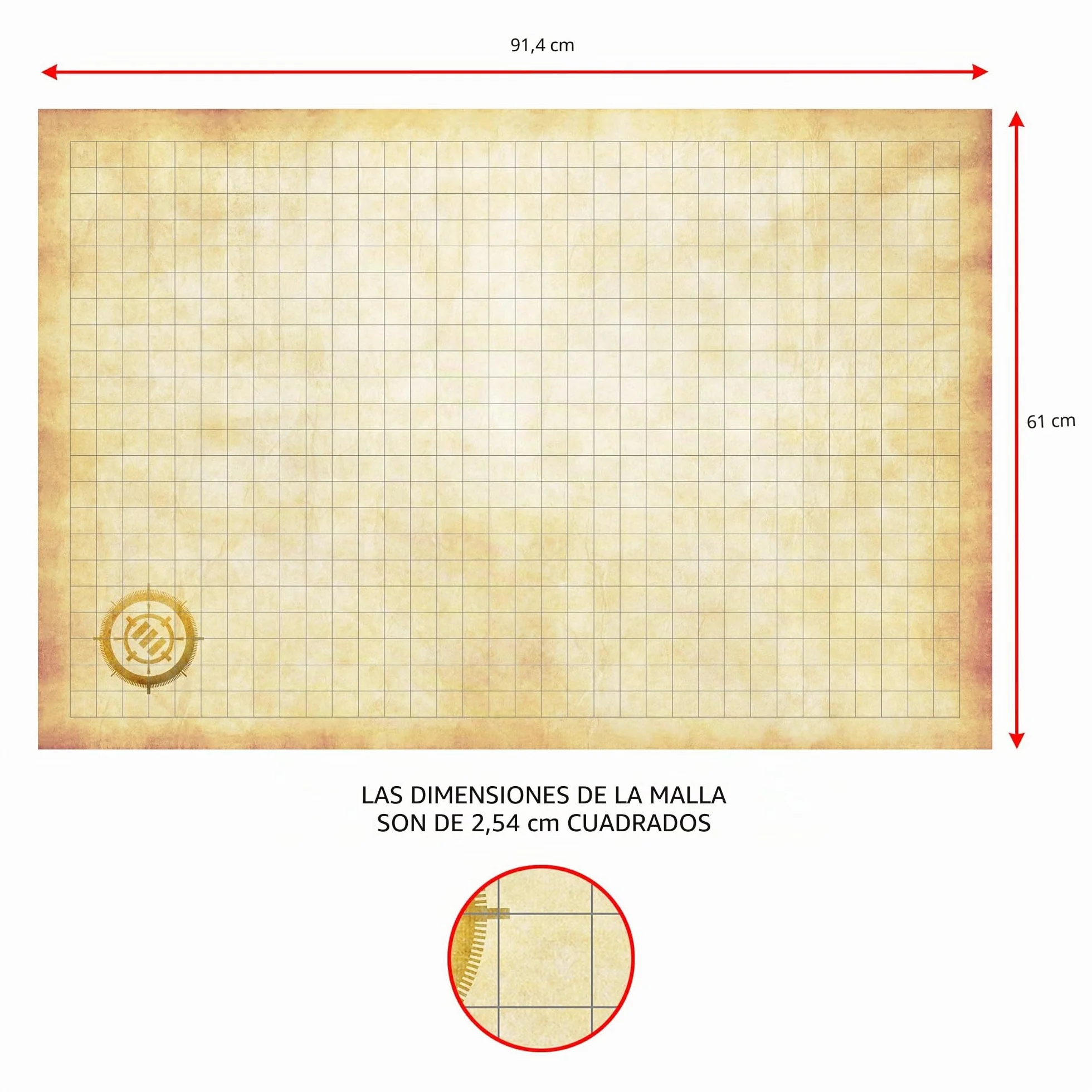 ENHANCE RPG Grid Mat - Tapete de Batalla DND de Mesa (61x91 CM) Juego de rol Mapa de Cuadrícula DND de Borrado en Seco Juego Completo para Maestros y Principiantes, Kit de Marcadores