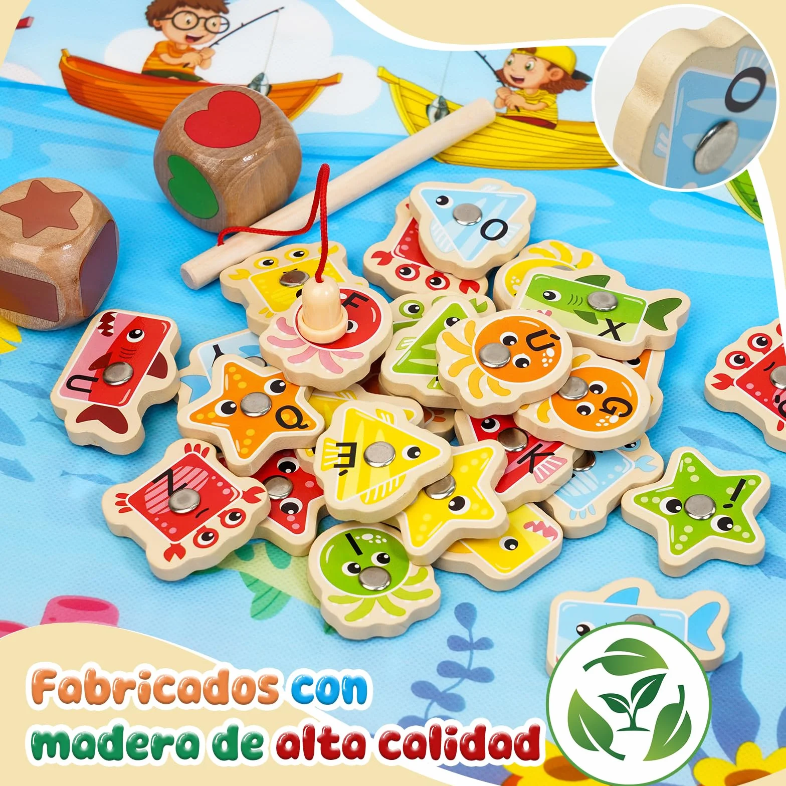 Juguetes Niños 2 3 4 Años, Juguetes Montessori 2-4 Años de Madera para Pescar en Español - Juegos Educativos Niños 2-4 Años, Regalos Cumpleaños Niños 2-5 Años