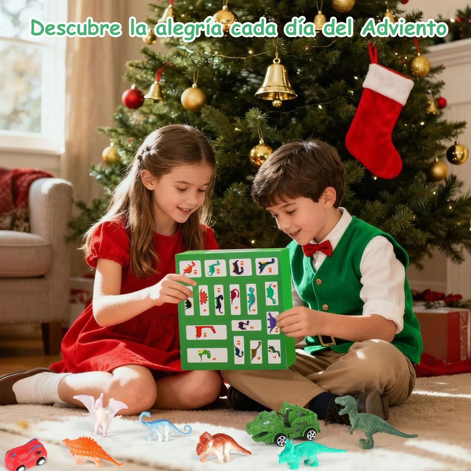 OKYUK Calendario de Adviento, Calendario Adviento de Dinosaurios para Niños con 16 Dinosaurios Únicos, Calendario Juguetes para Niños de 3 Años en Adelante