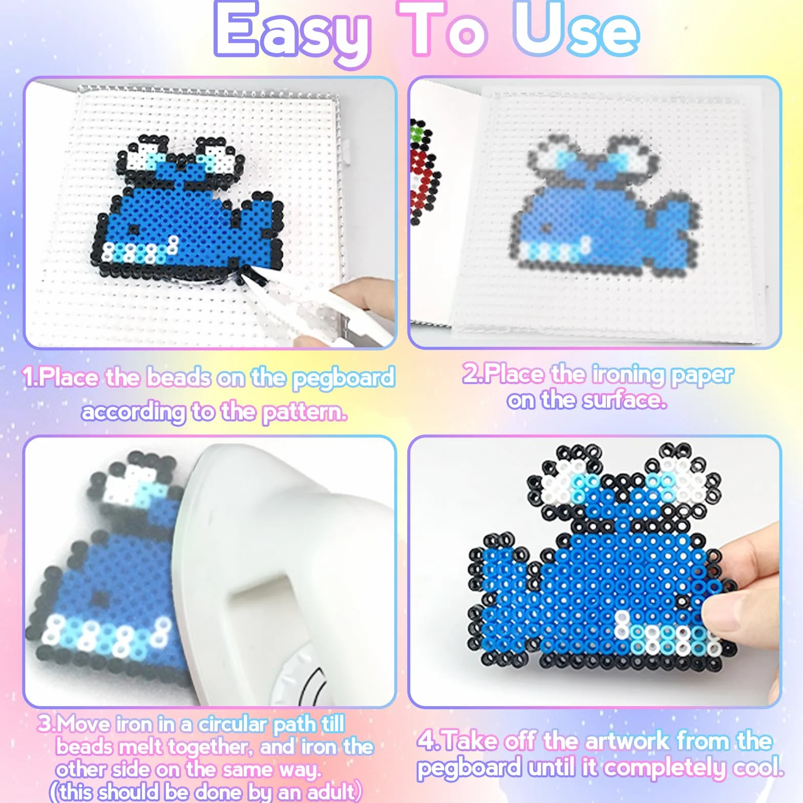Cuentas Para Planchar, 11000 Piezas 5MM Abalorios Fusibles de 20 Colores Set con Caja de Almacenamiento, Guía del Usuario, Diseño DIY de Joyas.Kit Manualidades Niños, Regalo Navidad y Cumpleaños