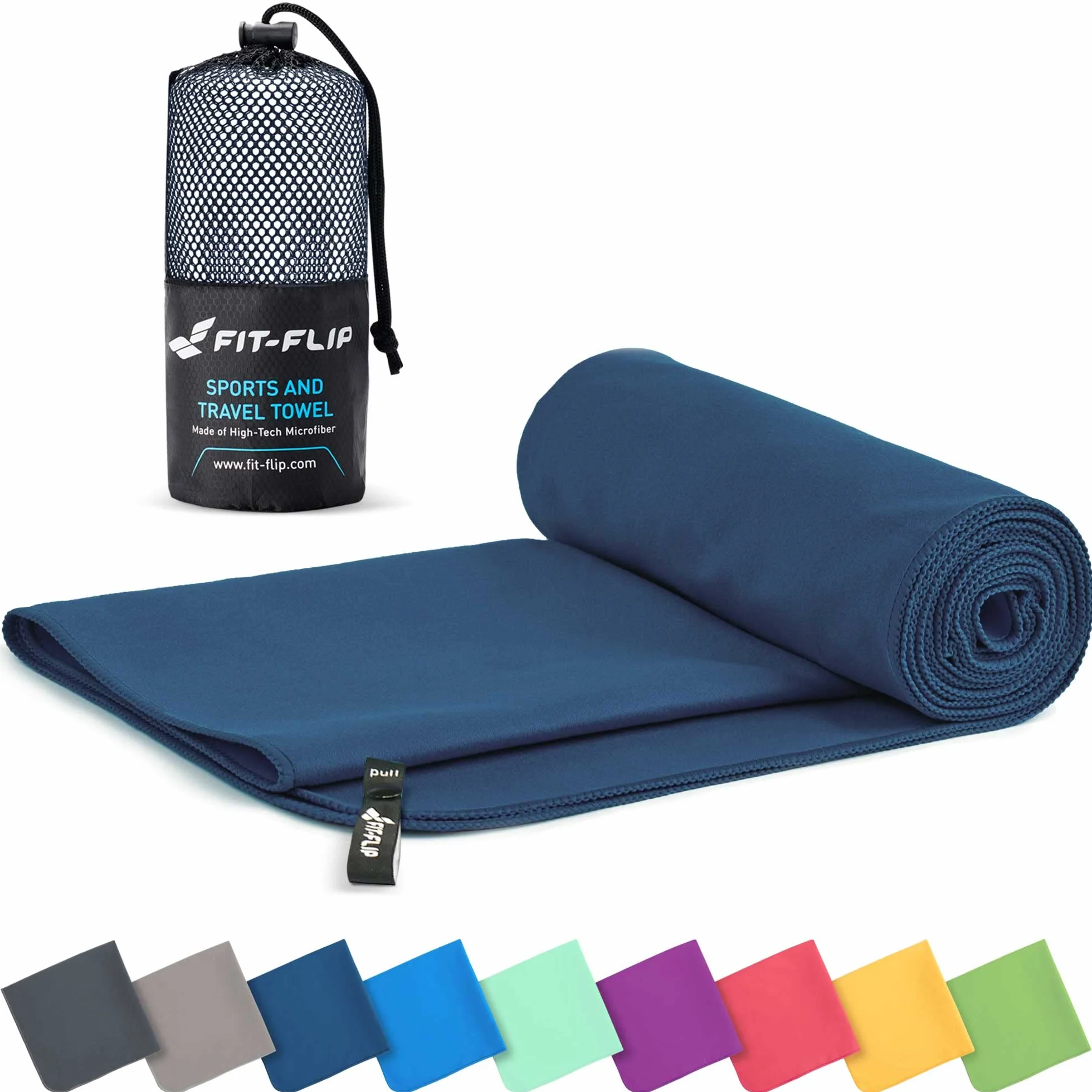 Fit-Flip Toalla Microfibra Grande Ultraligera Secado Rápido para Gimnasio Playa Natación Viaje