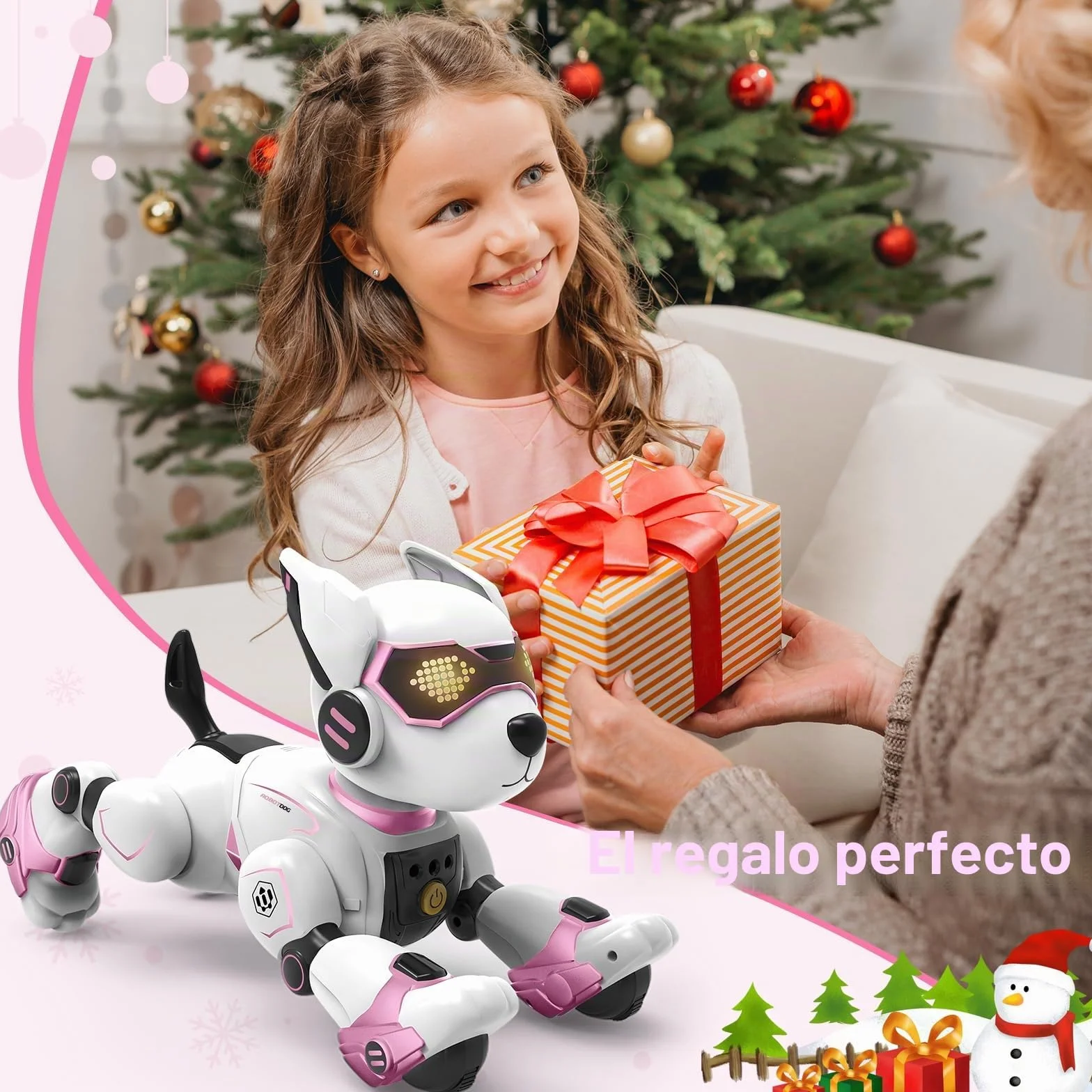 PRANITE Perro Robot para Niños, Perro Robot Programable e Interactivo, Juguete Teledirigido Recargable con Control por Voz y Gestos, Música y Baile, Regalo Ideal para Niños y Niñas