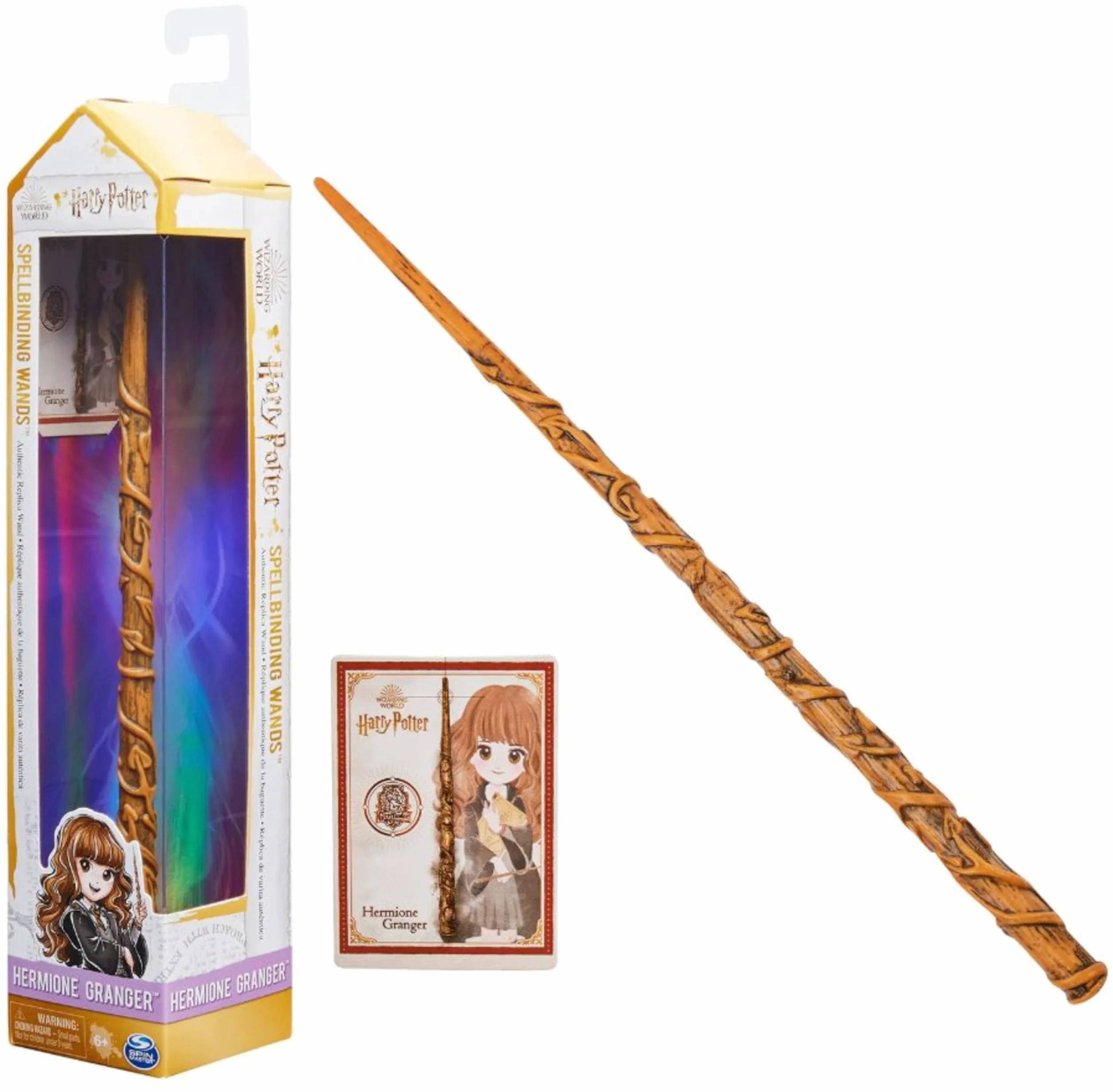 HARRY POTTER WIZARDING WORLD Varita Hermione Granger Deluxe 30 cm con Tarjeta de Hechizo Juguete Niños 6+