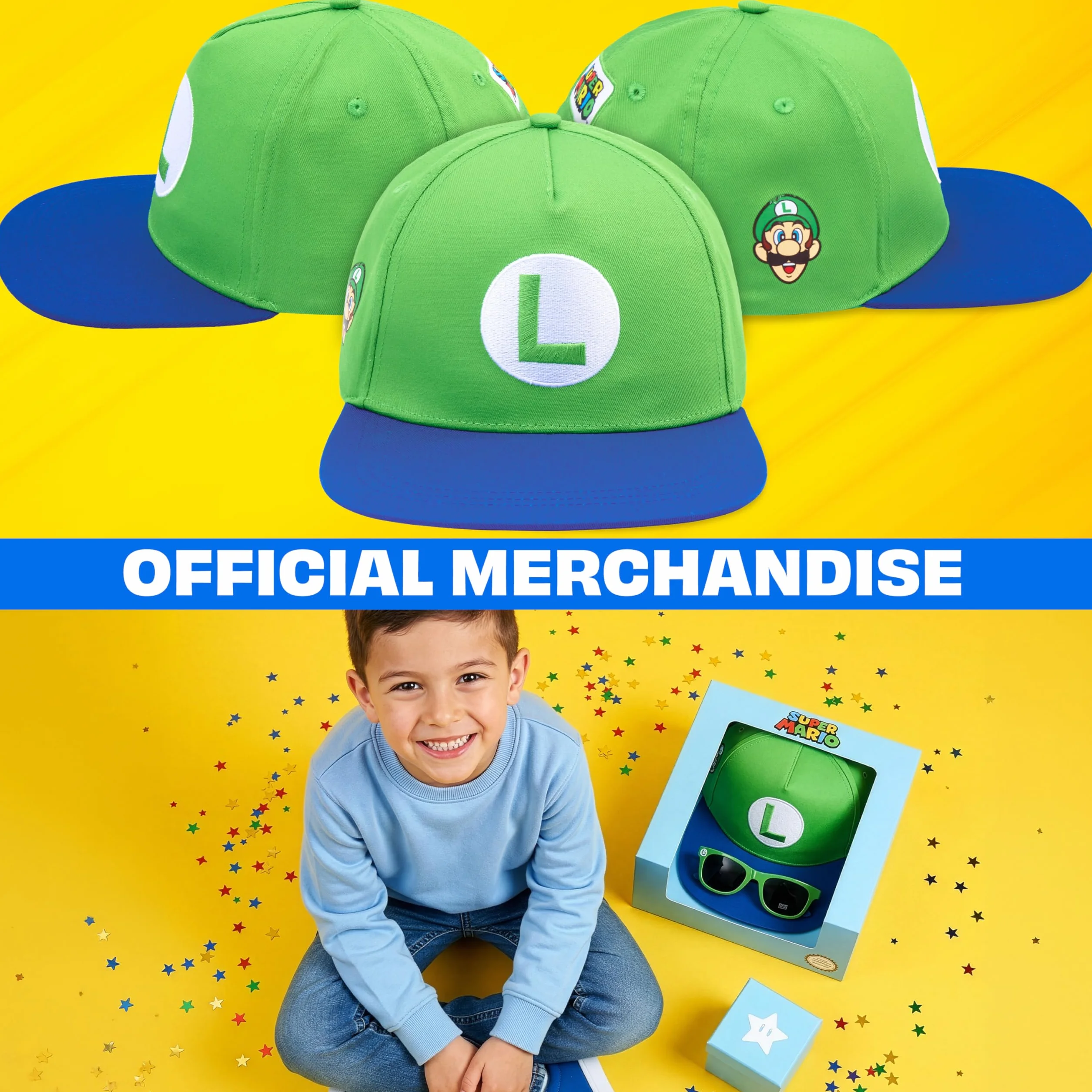 Gorra y Gafas de Sol Niño Set Minecraft Super Mario Bob Esponja Fortnite Protección UV Verano