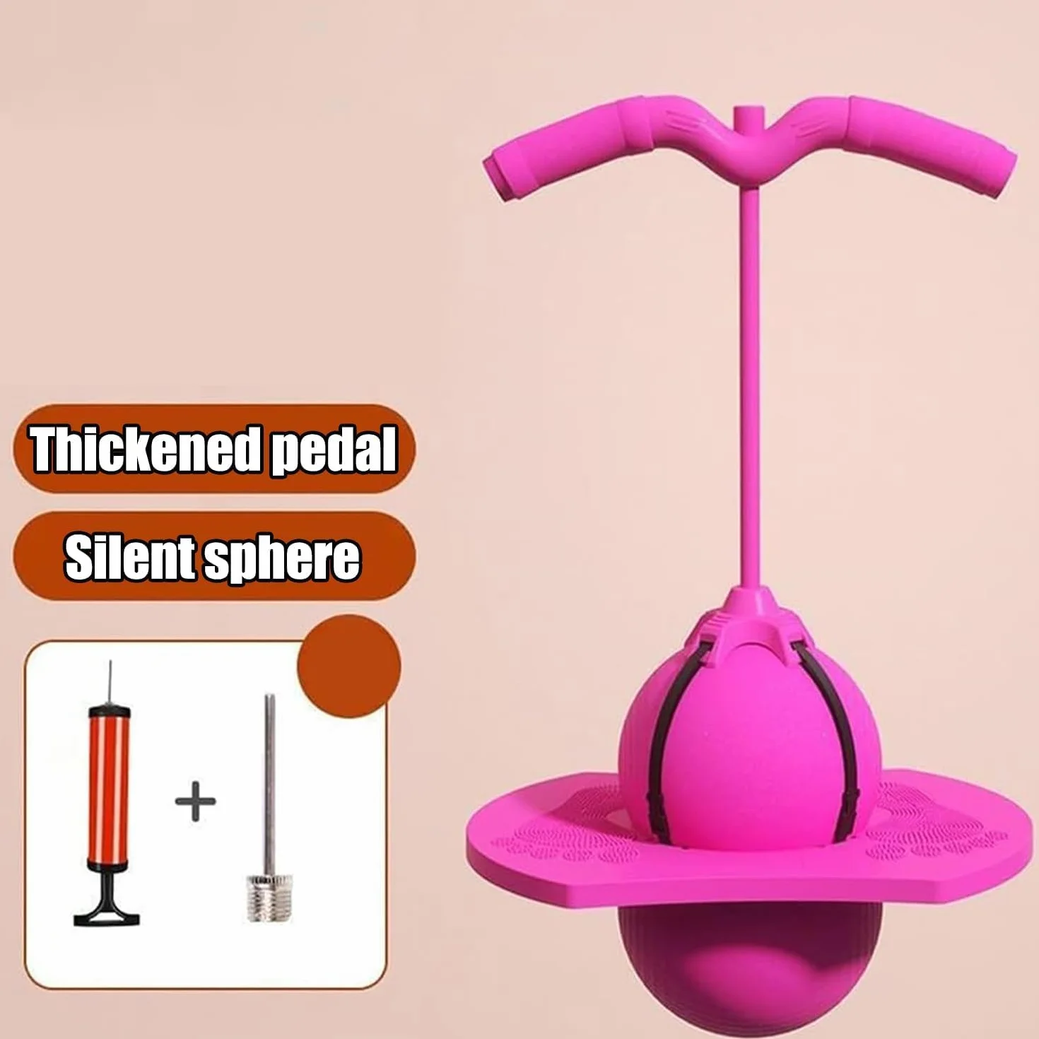 Balón Saltarín Equilibrio Niños, Pogo Ball con Asa, Base Antideslizante, Juguete Interior & Exterior, Deporte y Fitness para Niños y Adultos (Rosa)