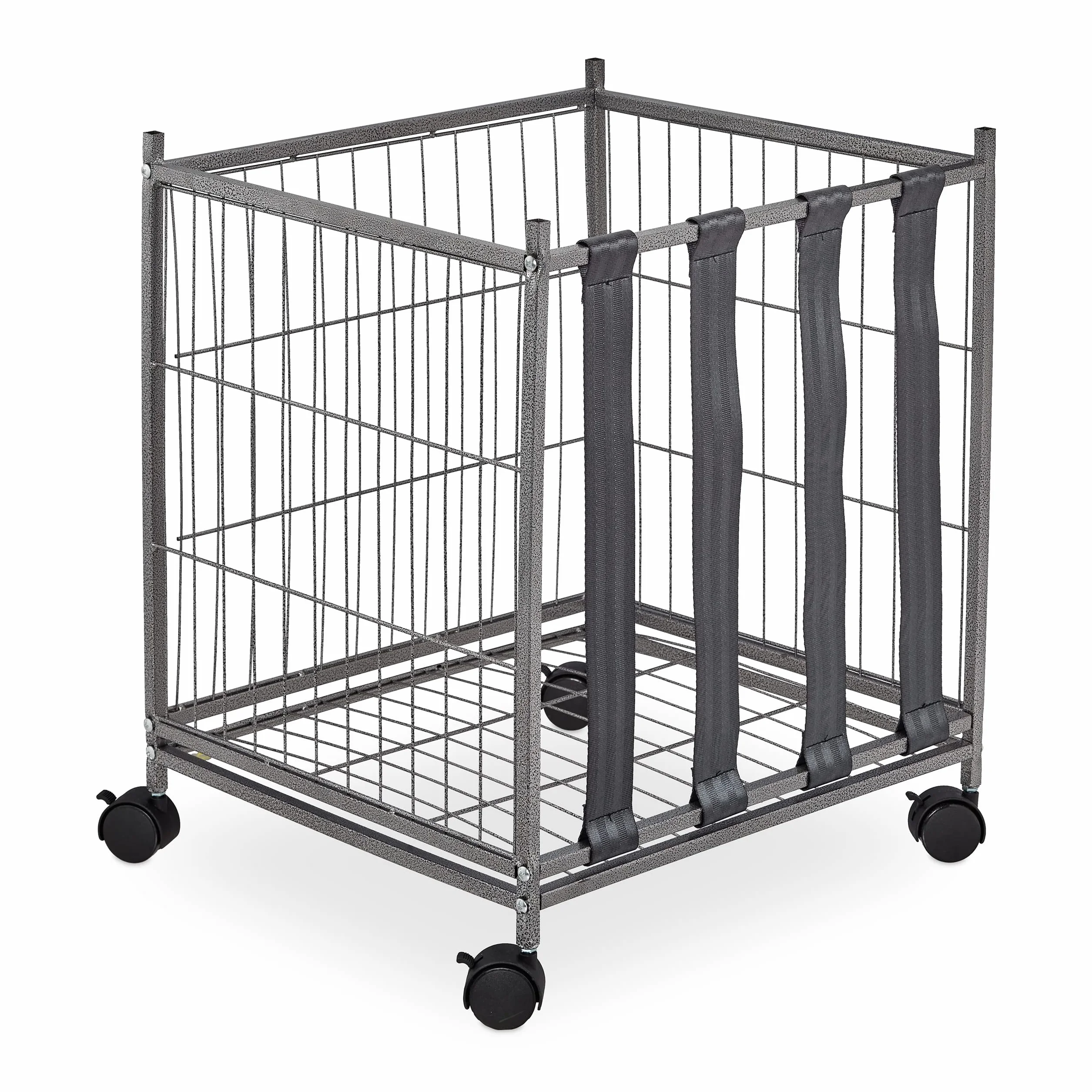 Relaxdays Carro para Pelotas 4 Ruedas Cesto Guarda Balones Metal 60x50x45 cm Gris