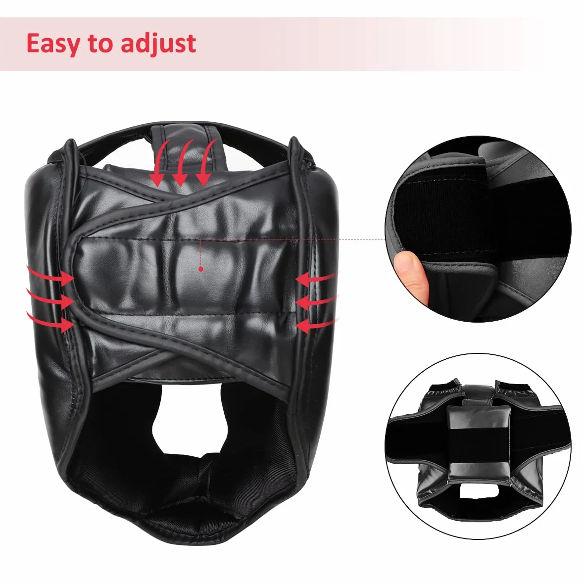 GROOFOO Casco de Boxeo para niños y Adultos, Protector con Parte Superior de Malla para Kickboxing, MMA, Muay Thai, Sparring, Rojo L/XL