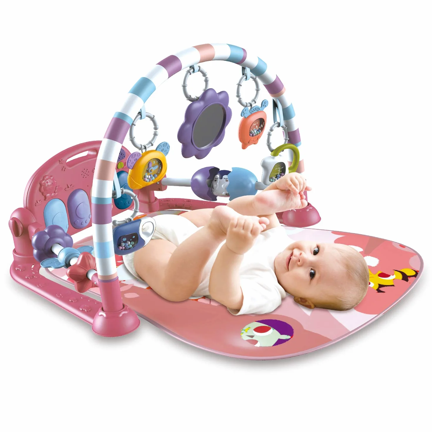 caterbee Alfombra de Juego de Piano para bebé, Juguete de Actividades para recién Nacidos con Piano, tapete de Juego para Gimnasio de Actividades para niños pequeños (Rosa)