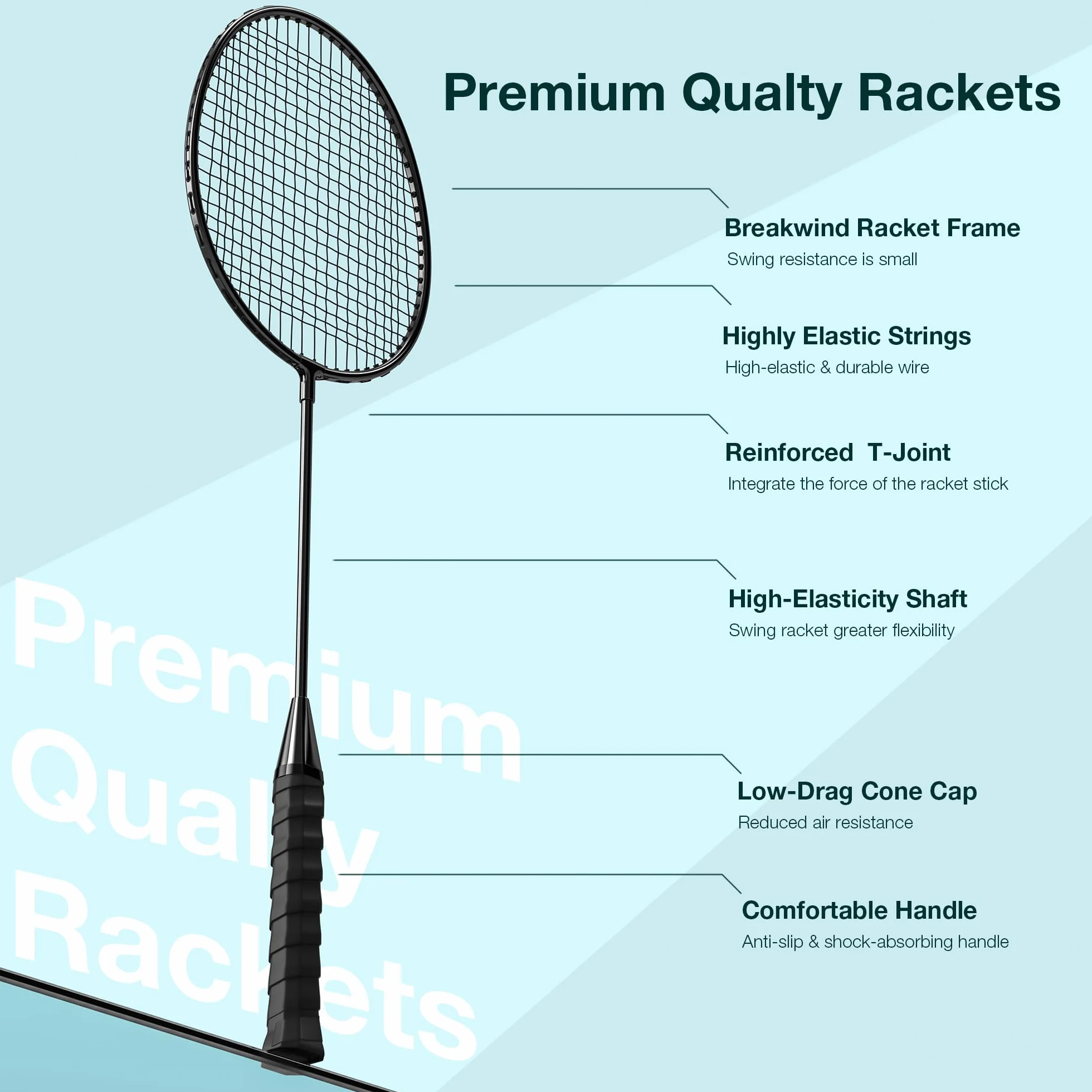 AboveGenius Badminton Rackets Set with 6 Shuttlecocks Lightweight Outdoor Backyard Games