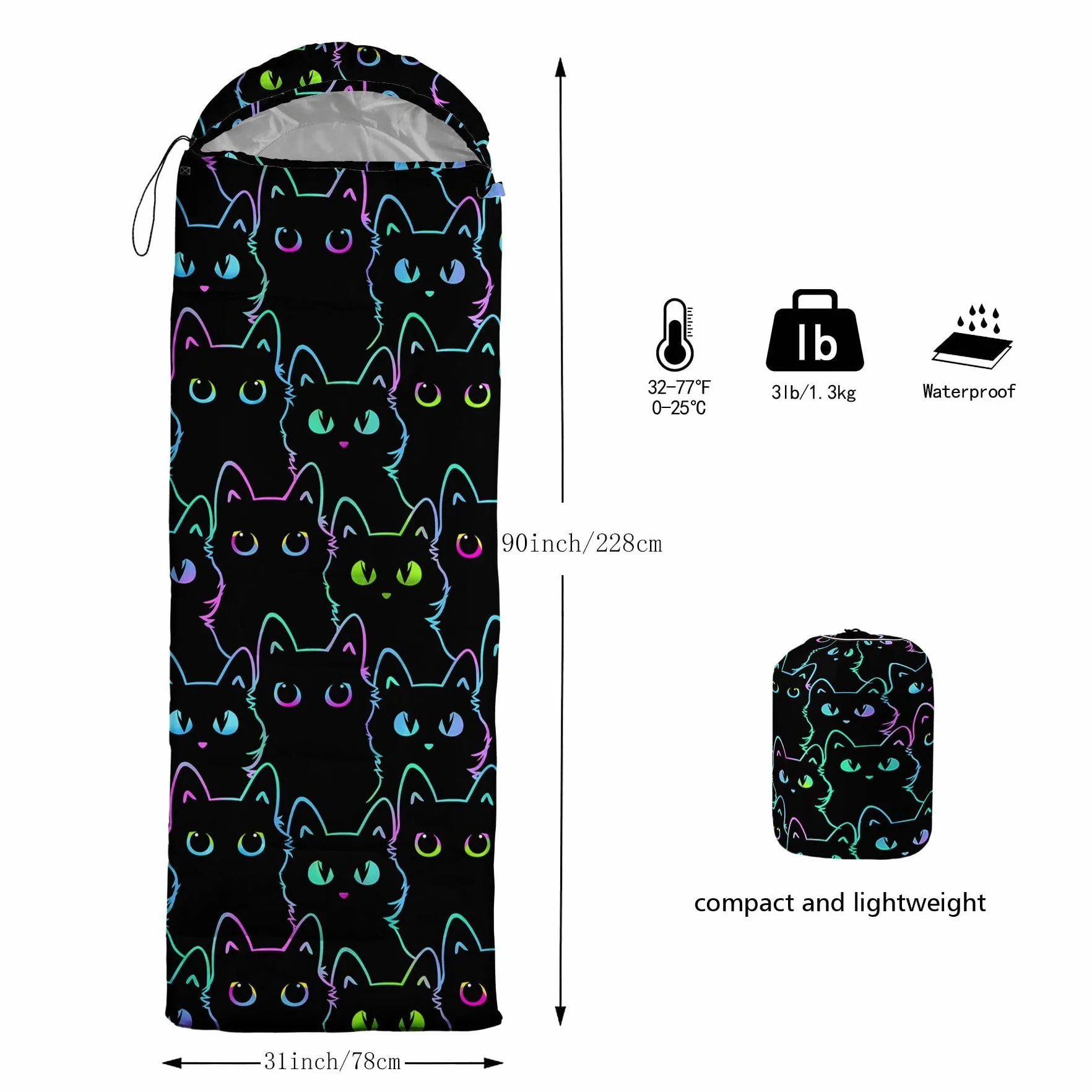 HOSIMA Sacos de dormir para niños y niñas, estampado de mariposas azules, ligeros, cálidos, portátiles, para exteriores, interiores, impermeables, resistentes al frío, para camping, senderismo