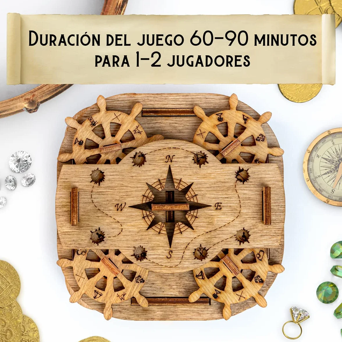 Cluebox, Un juego de escape en una caja, el cofre de Davy Jones, rompecabezas 3D de madera cada de regalo, caja de trucos