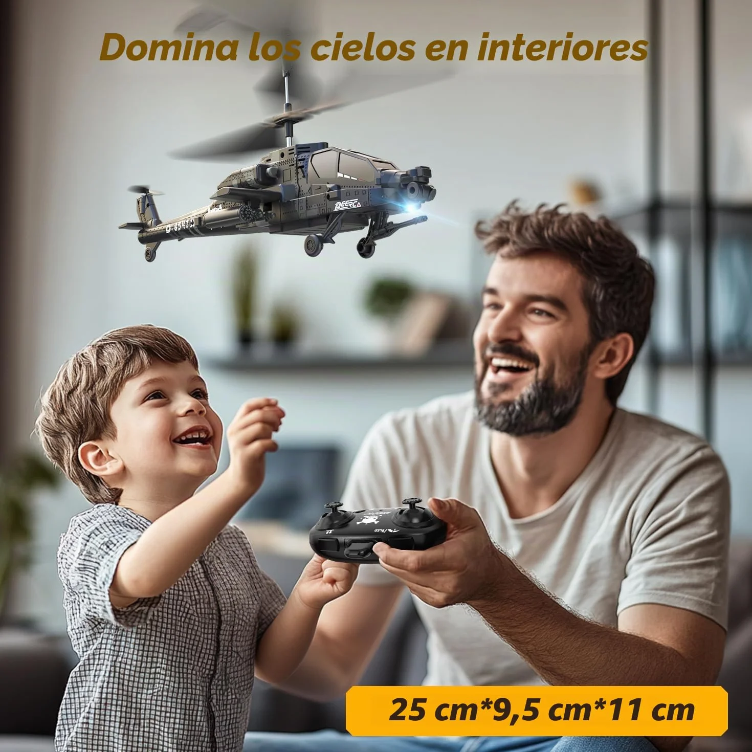 DEERC Helicóptero RC, avión RC para niños y Adultos, helicóptero de Control Remoto de 2,4 GHz, Tiempo de Vuelo de 30 Minutos, Luces LED y retención de altitud, Juguete para niños de 8 a 12 años