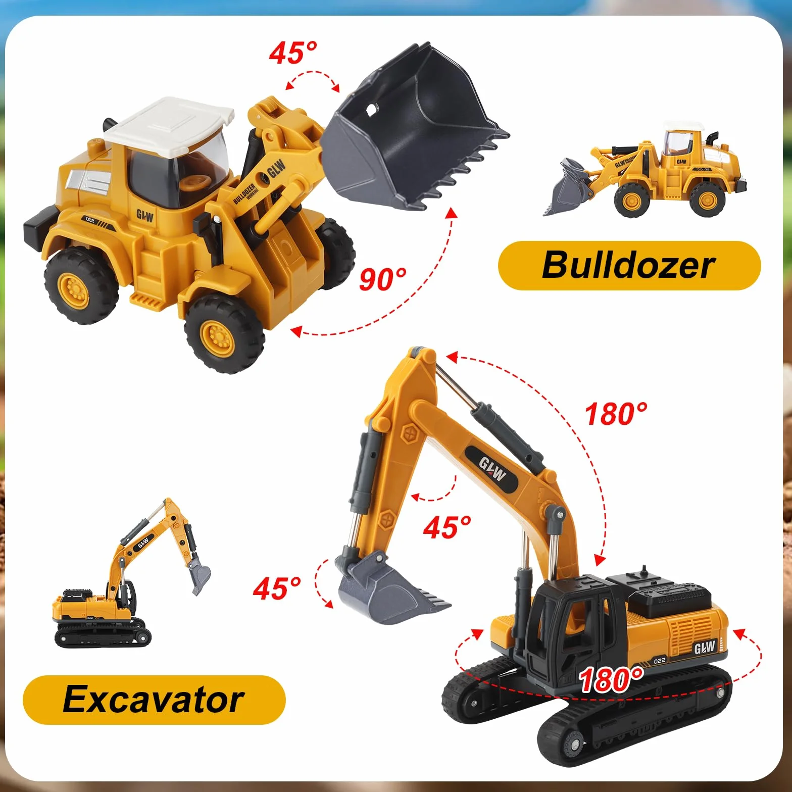 UCAMP Camion Transportador Coche de Juguete con Luces y Sonidos para Niños 3 4 5 6 7 Años, 1:40 Juguete Vehículos de Construcción con Excavadora Bulldozer, Juguetes Regalo de Cumpleaños Navidad