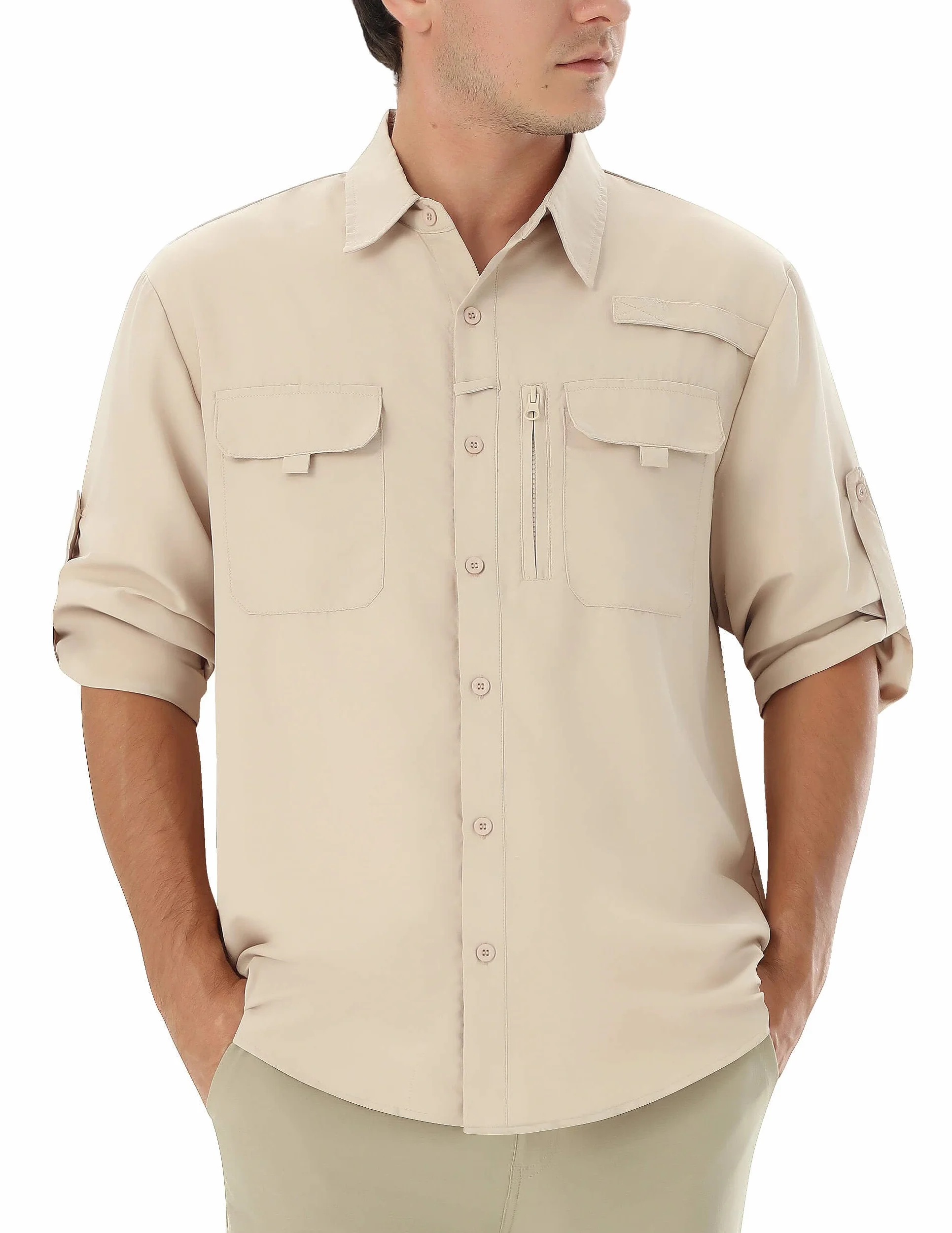 Camisa Hombre Protección Solar UPF 50+ Secado Rápido Manga Larga Pesca Senderismo