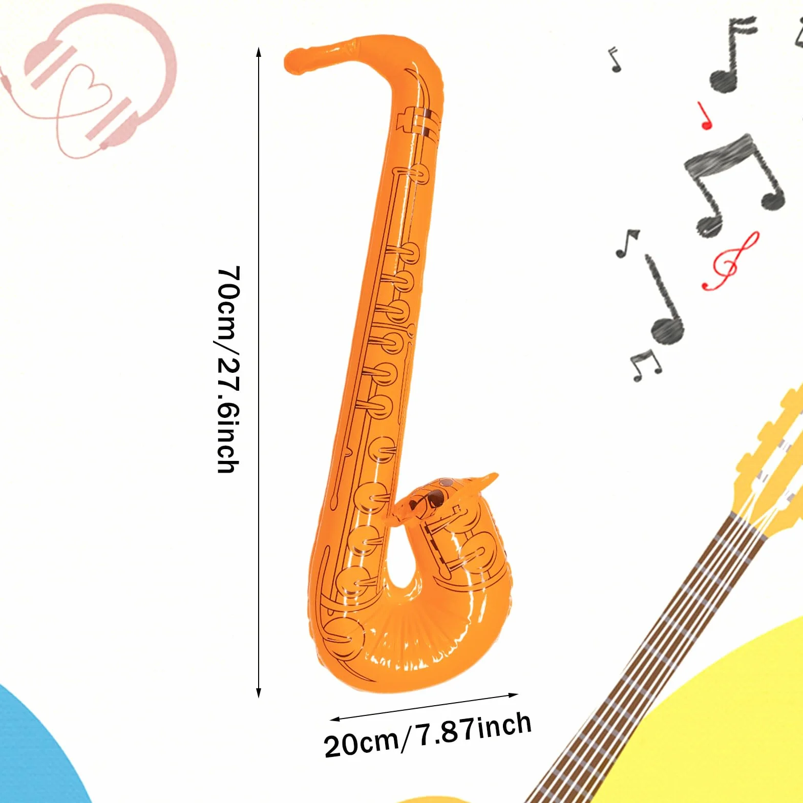 3 Piezas Instrumentos Inflables Saxofón Hinchables para Niños Adultos, 70 cm Saxofón de Juguete Inflable Party, Accesorios de Globos de Instrumentos Musicales para Festivales Fiesta