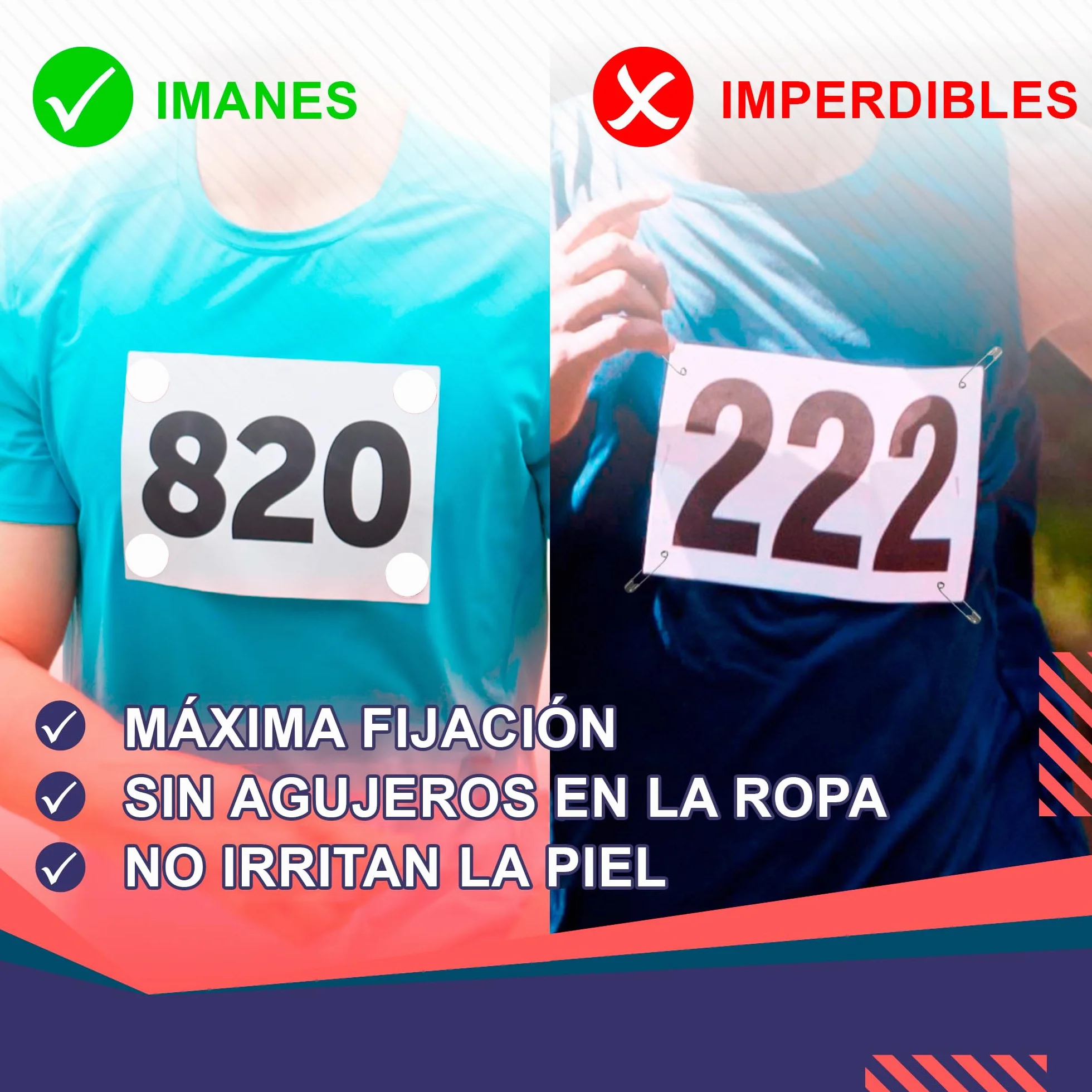 Imanes Deportivos 18mm para Running y Triatlón - Pack de 4 con Bolsa Impermeable - Blanco