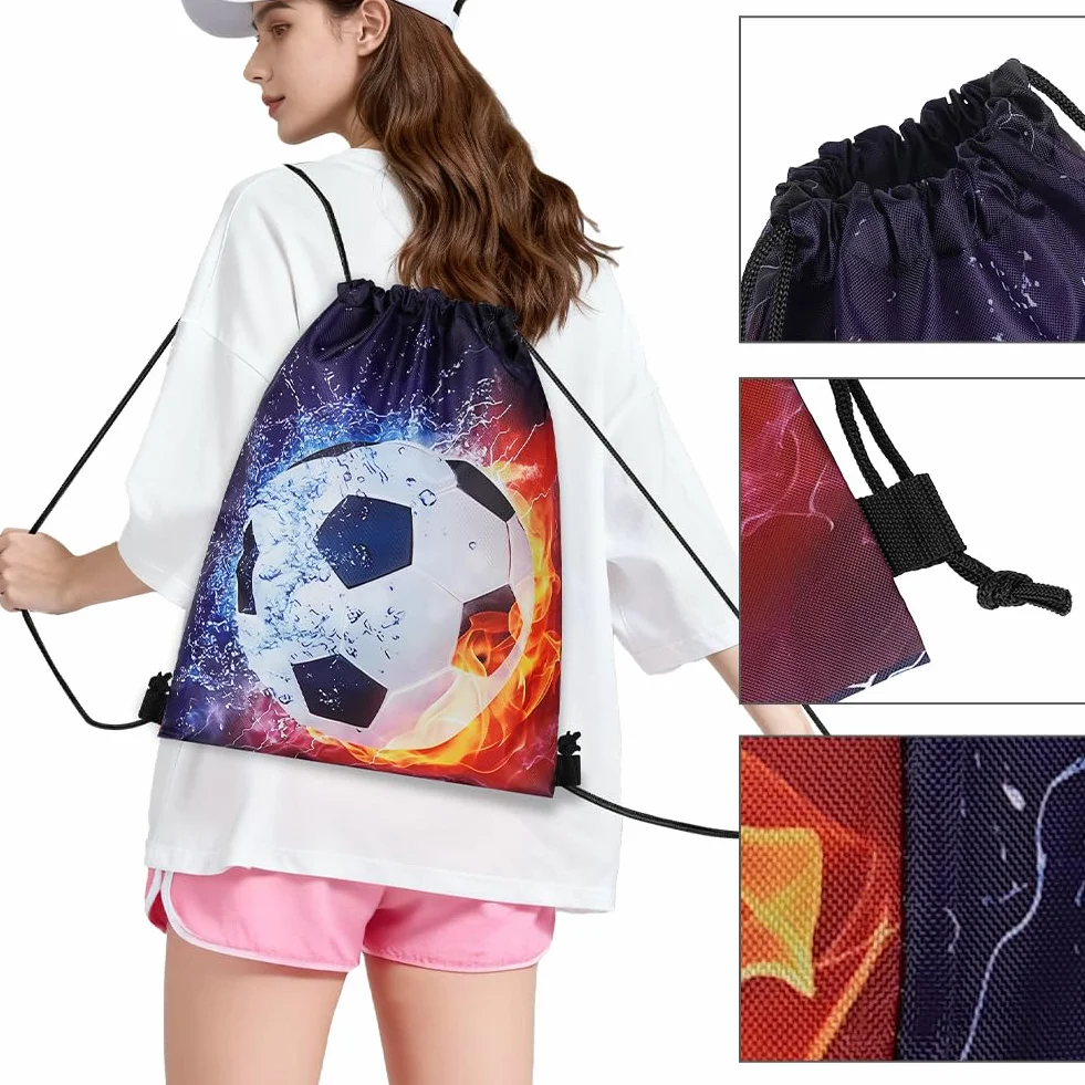 DiULi Mochila de Cuerda Deportiva con Estampado de Fútbol para Gimnasio, Playa y Viajes