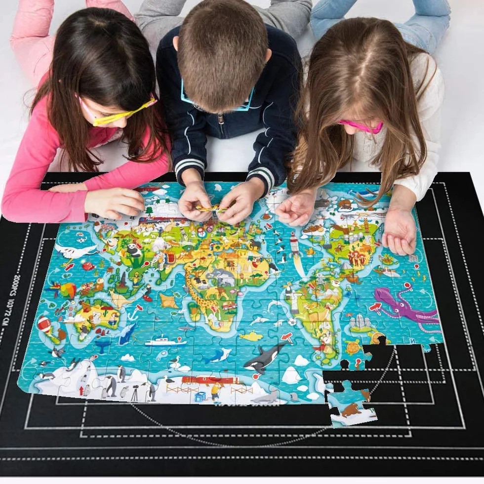 Tapete Puzzle 2000 Piezas,Tapiz Puzzle Enrollable,80 * 120CM para 1000 1500 2000 Piezas,con 4 Clasificadores