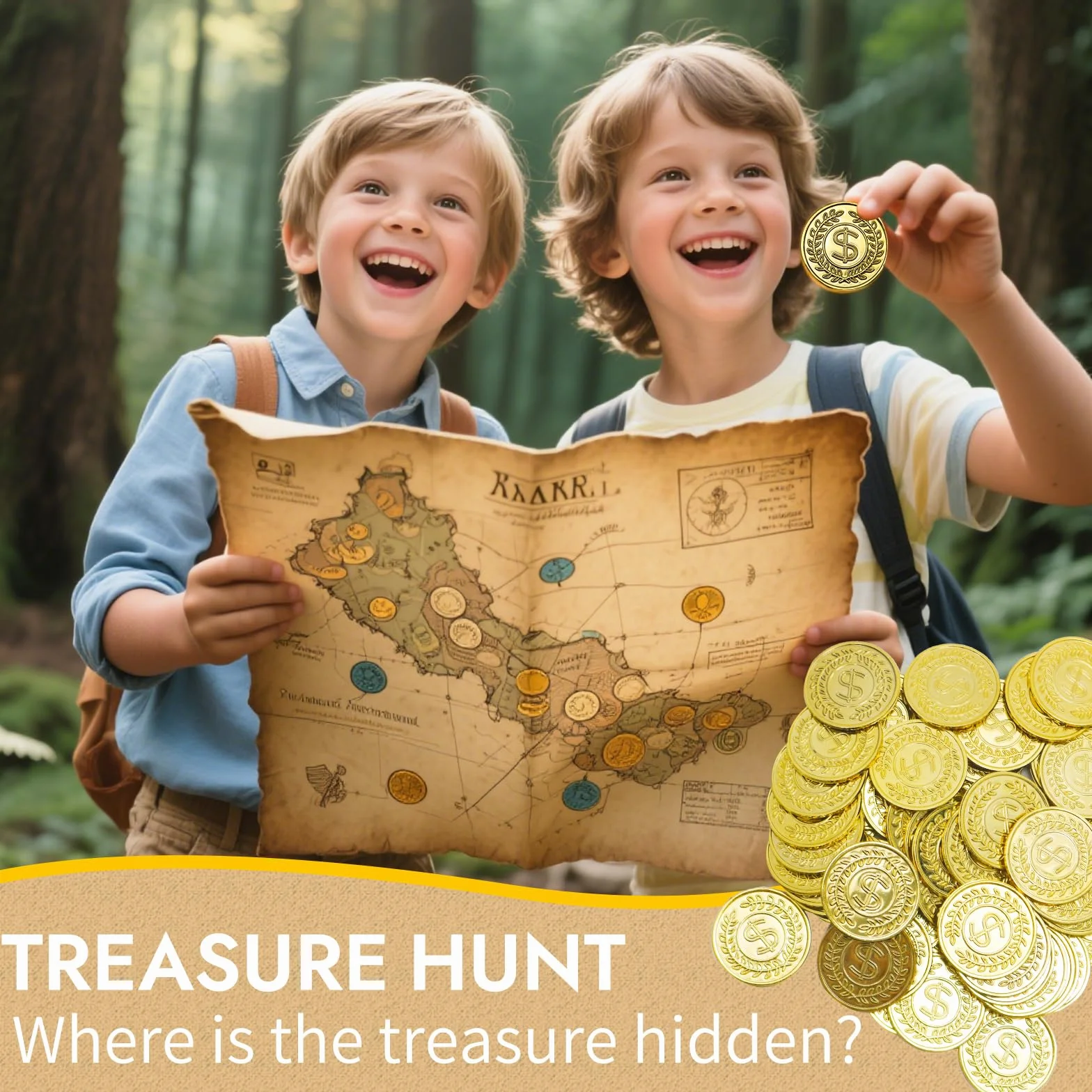 soitzhoc 100 piezas monedas de plastico，dinero de juguete，monedas de oro falsas,monedas juguete，monedas de oro de juguete para la caza del tesoro y los regalos de fiestas