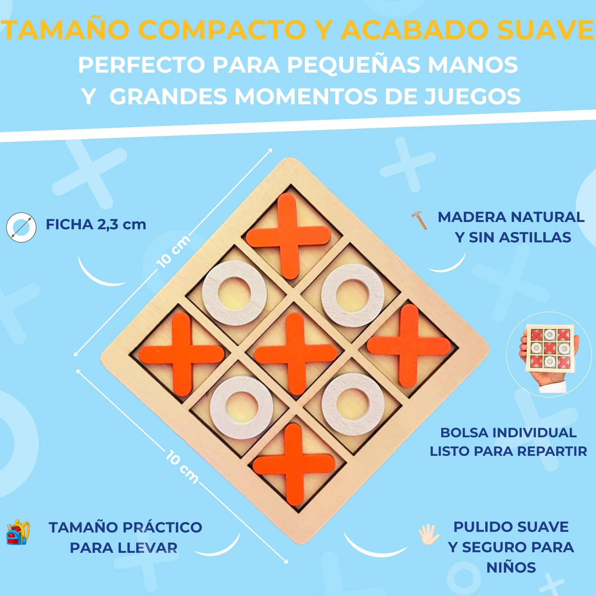 Pack 25 Juegos 3 en Raya de Madera Regalos Cumpleaños Niños Colegio