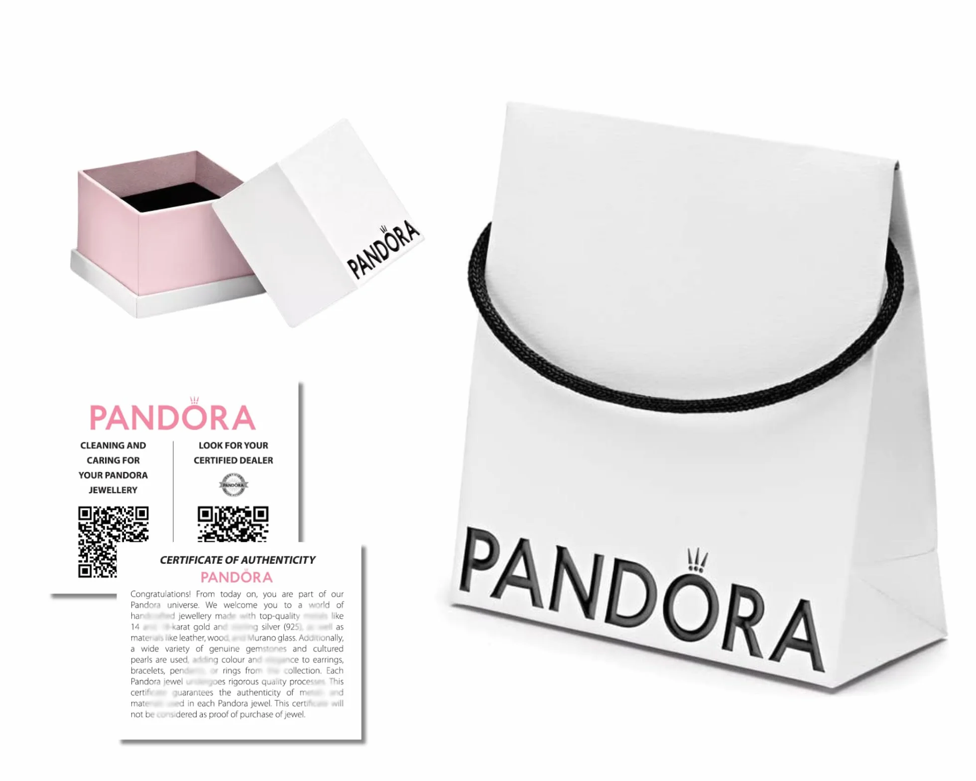 PANDORA Set de Embalaje Ecológico Premium (Bolsa, Caja de Joyería y Certificado de Autenticidad) (1)