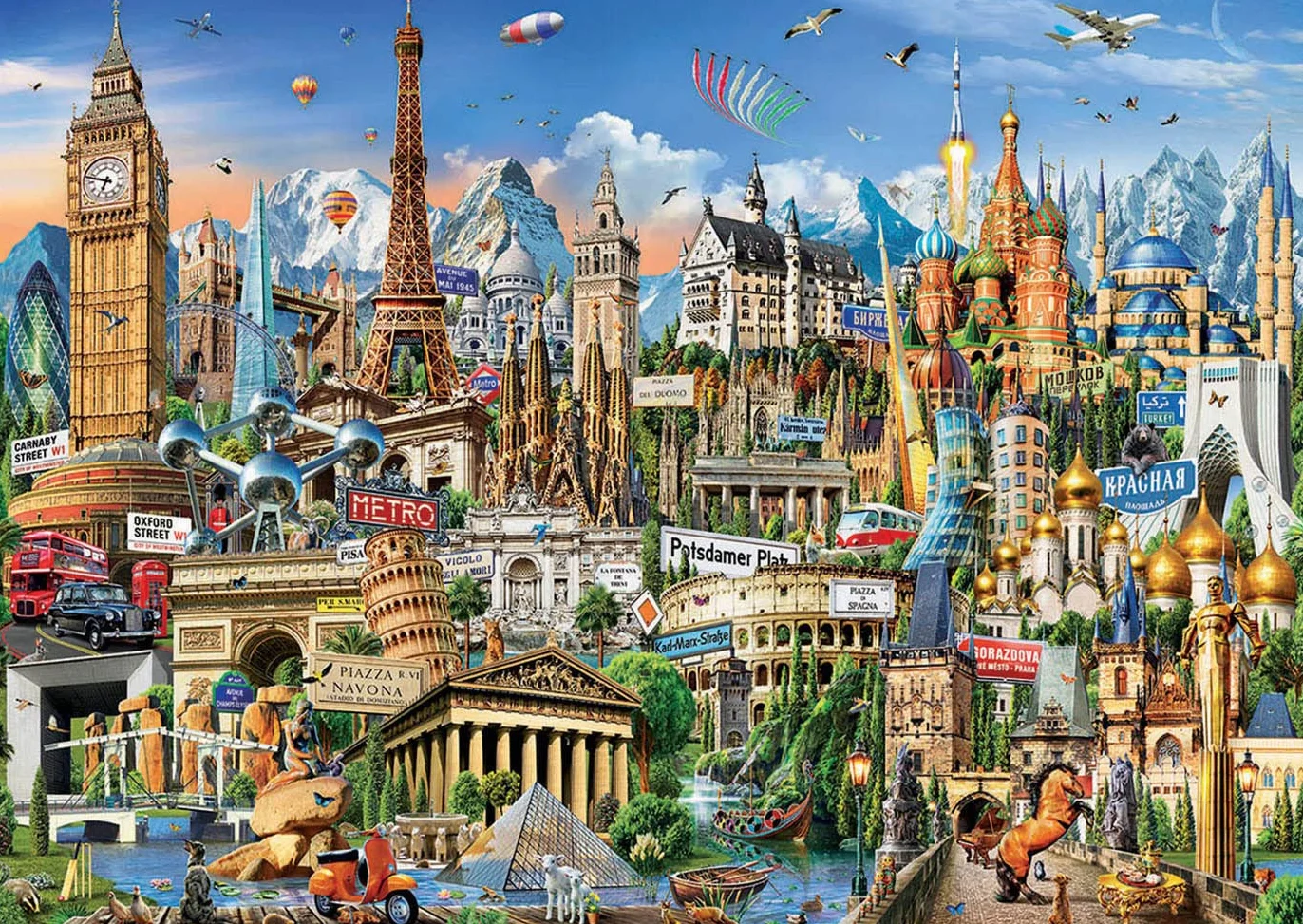 Educa - Puzzle de 2000 Piezas para Adultos | Símbolos de Europa. Incluye Pegamento Fix Puzzle. A Partir de 14 años (17697)