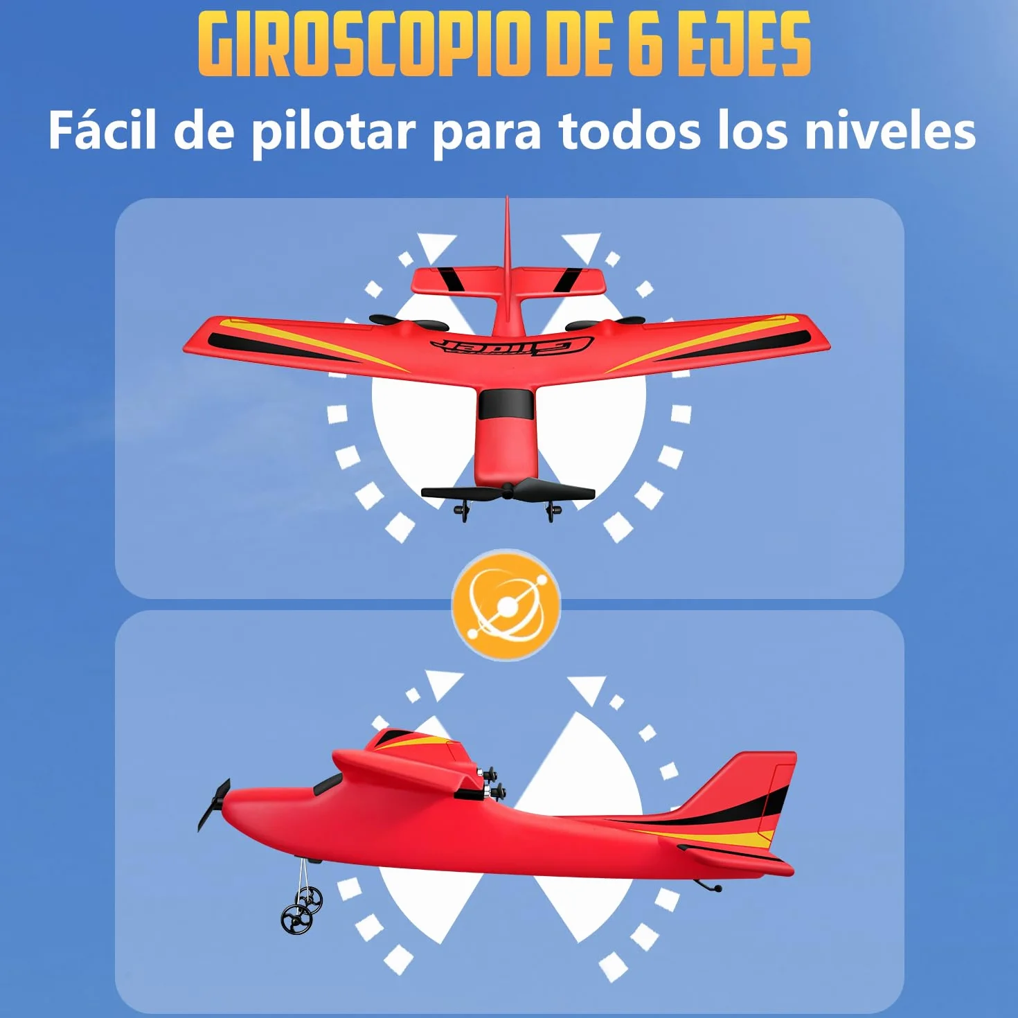 Avion RC 2 Canales Planeador Cessna 2.4GHz Control Remoto Listo para Volar