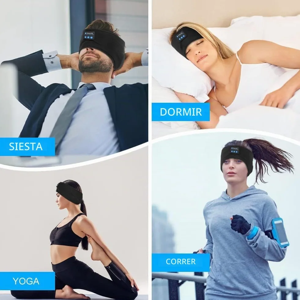 Auriculares para Dormir Bluetooth 5.4, Diadema Deportiva Antifaz, Música, Correr (Negro)