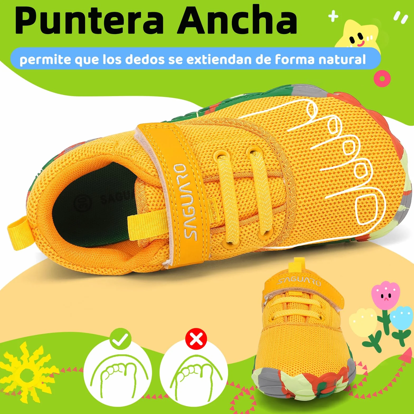 SAGUARO Zapatillas Barefoot Niños Antideslizantes Ligeras Calzado Descalzos Talla 24-36