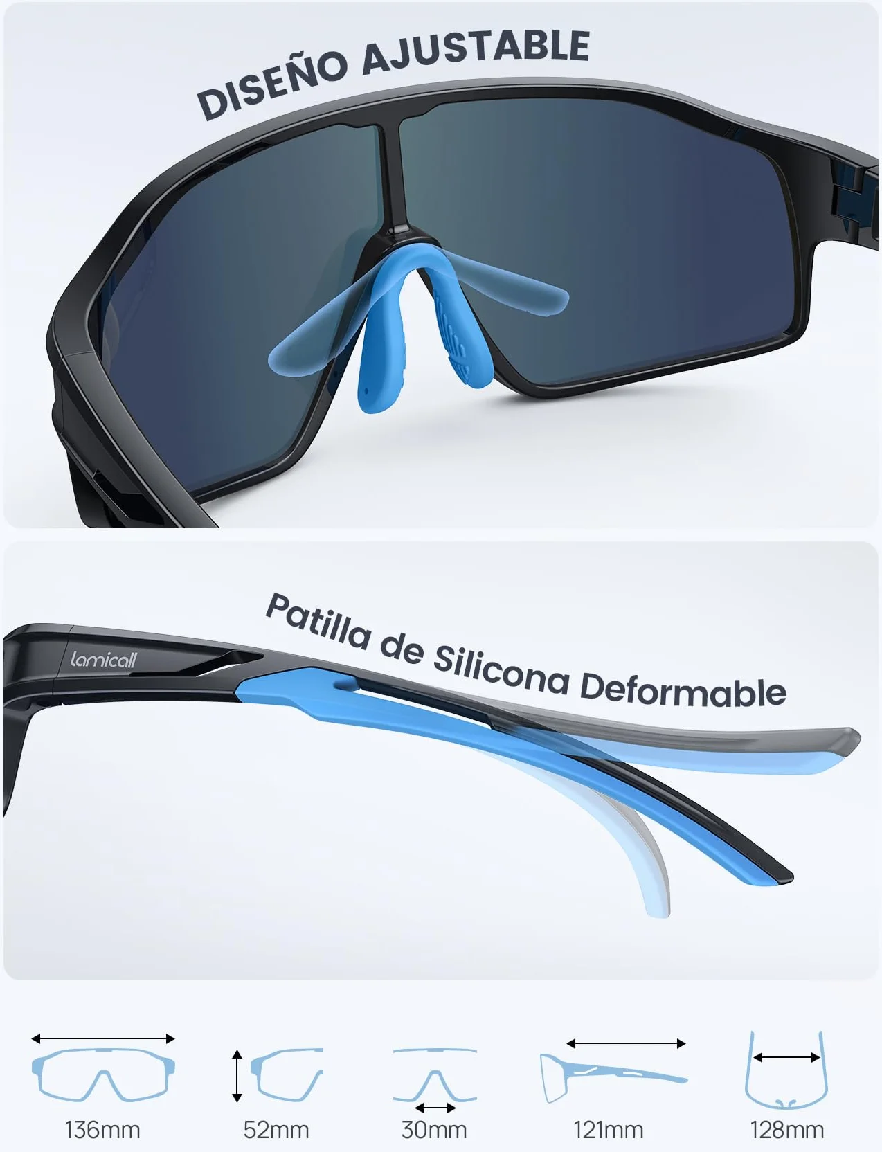Lamicall Gafas de Sol Ciclismo Niños UV400 TR90 Marco Ultraligero Almohadilla Nasal Ajustable