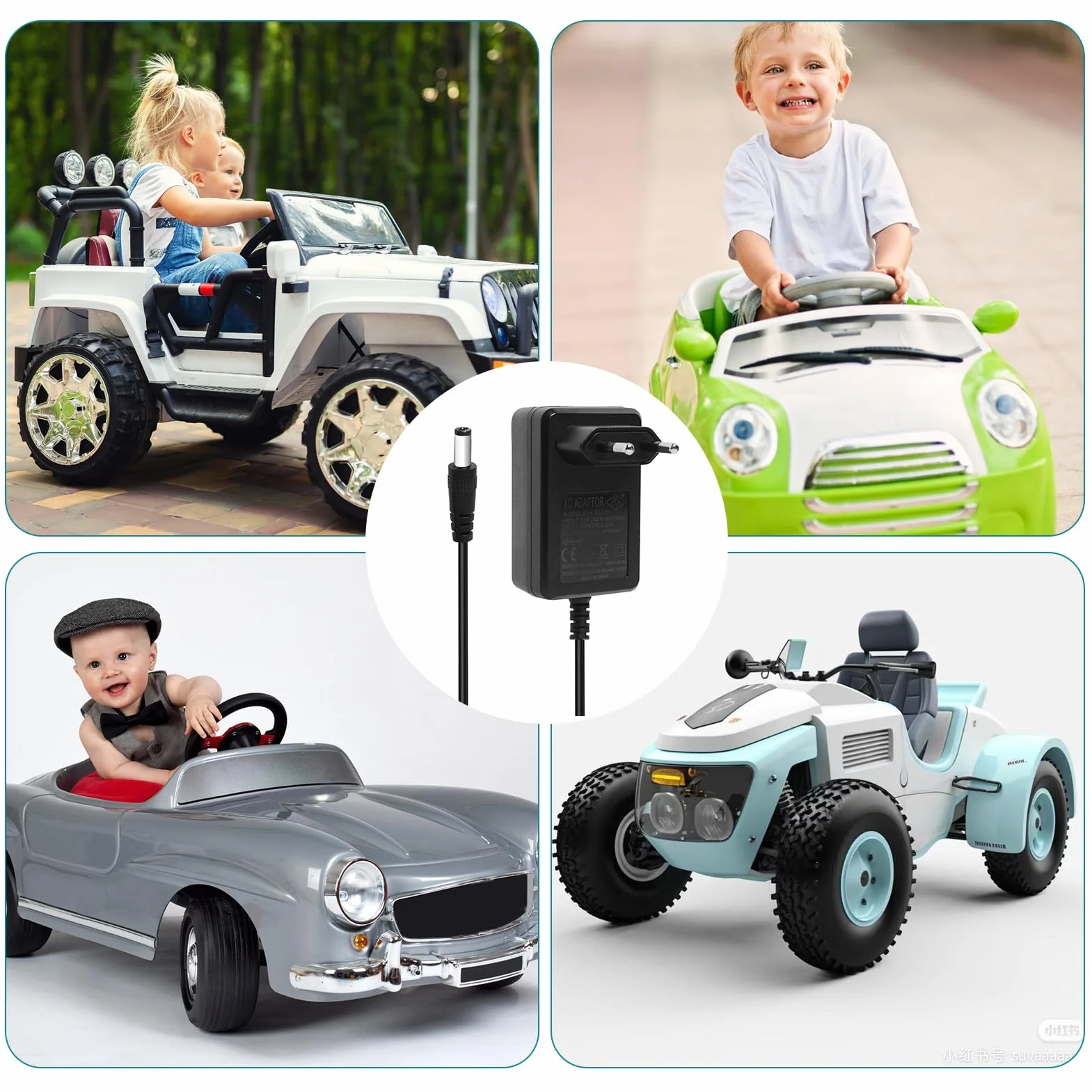 Cargador de 12 V para coche eléctrico infantil, cargador universal de 12 V 1 A, para coche eléctrico infantil, paseo en juguetes, para SUV ATV moto, coche, eléctrico de motocicleta, coches eléctricos
