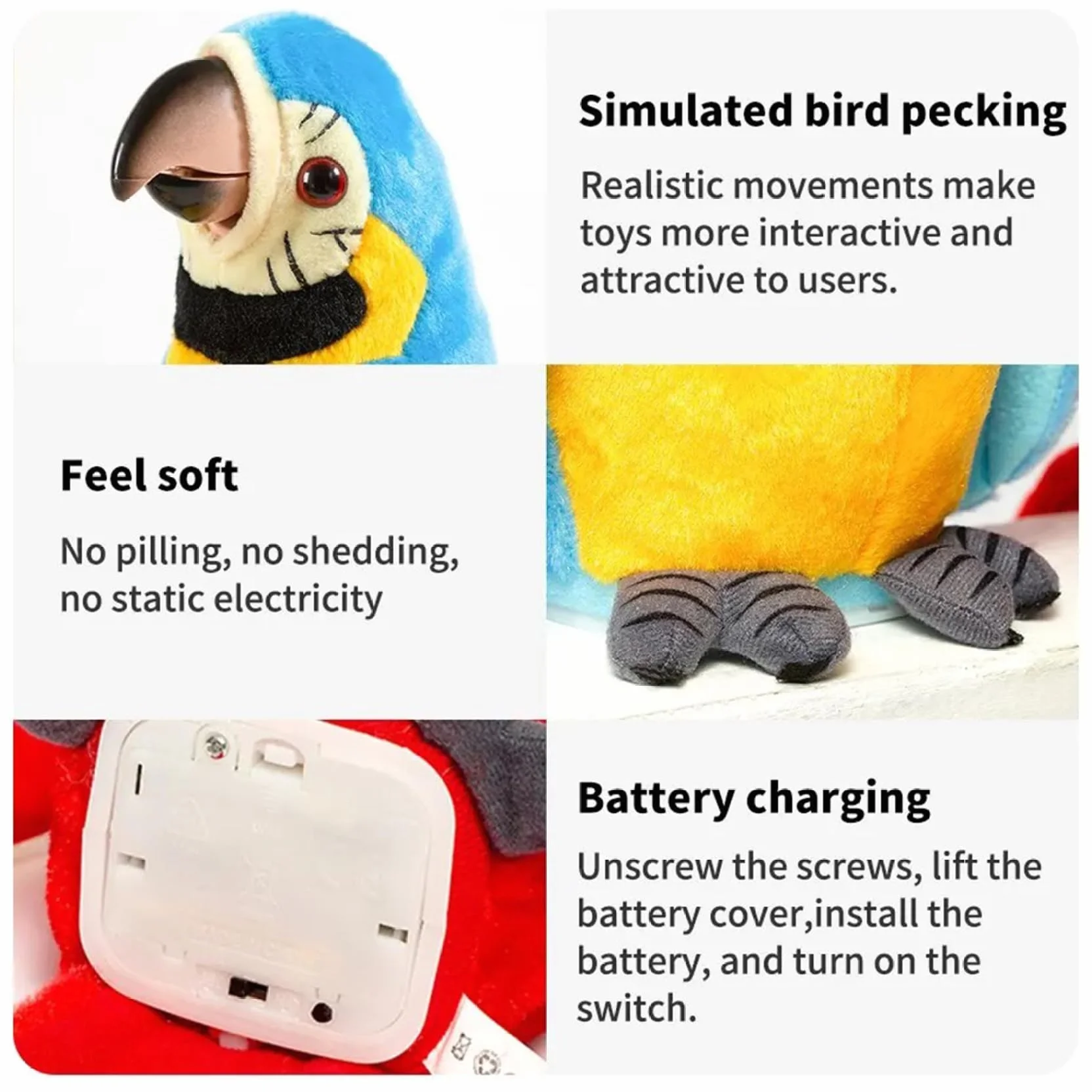 Loro parlante Que Repite lo Que Dices, Peluche electrónico con Forma de pájaro Mueve Las alas, Ideal para niños y niñas, Color Verde.