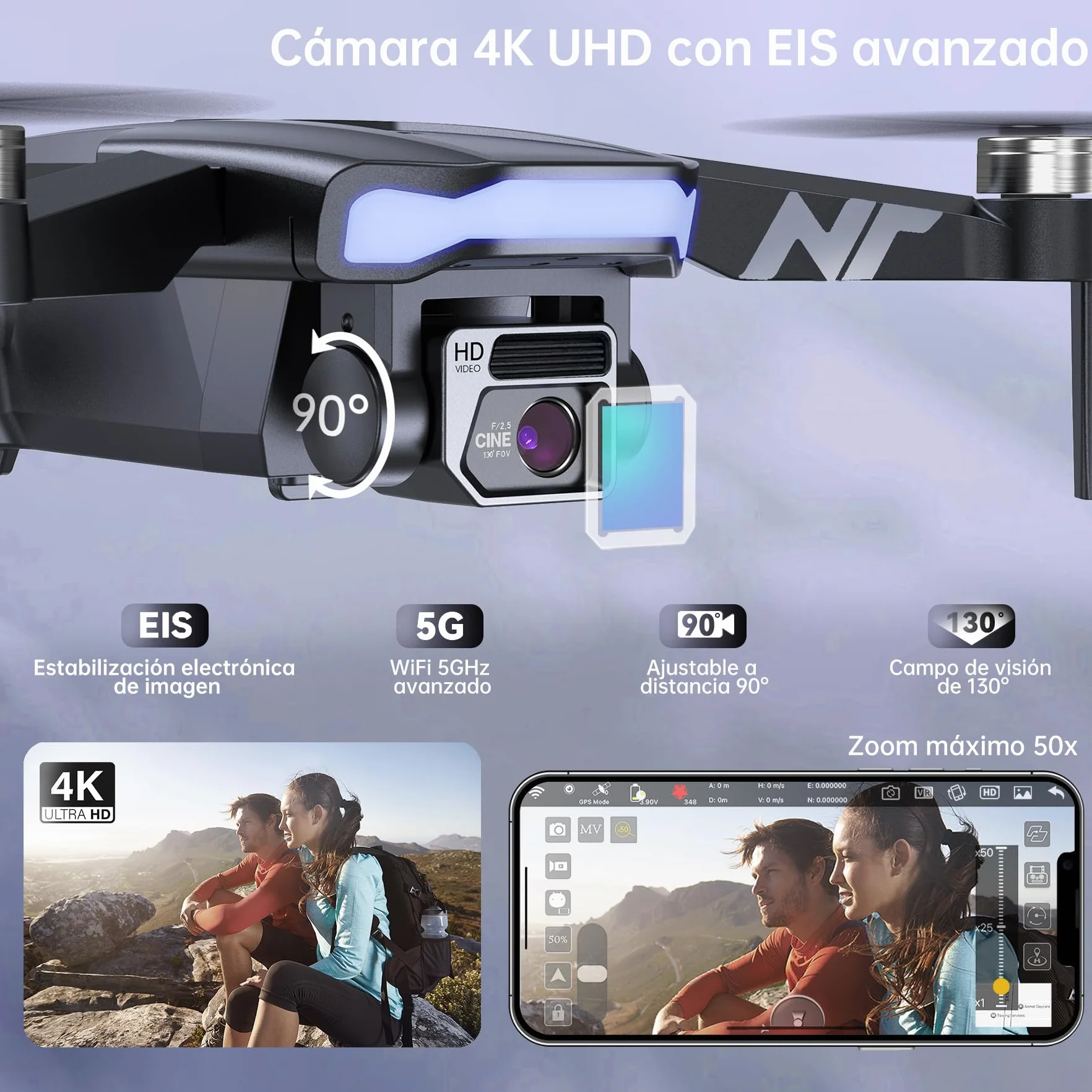 NAFYRE N11 PRO Dron GPS con Cámara 4K HD 90 min vuelo motor sin escobillas transmisión 5G FPV