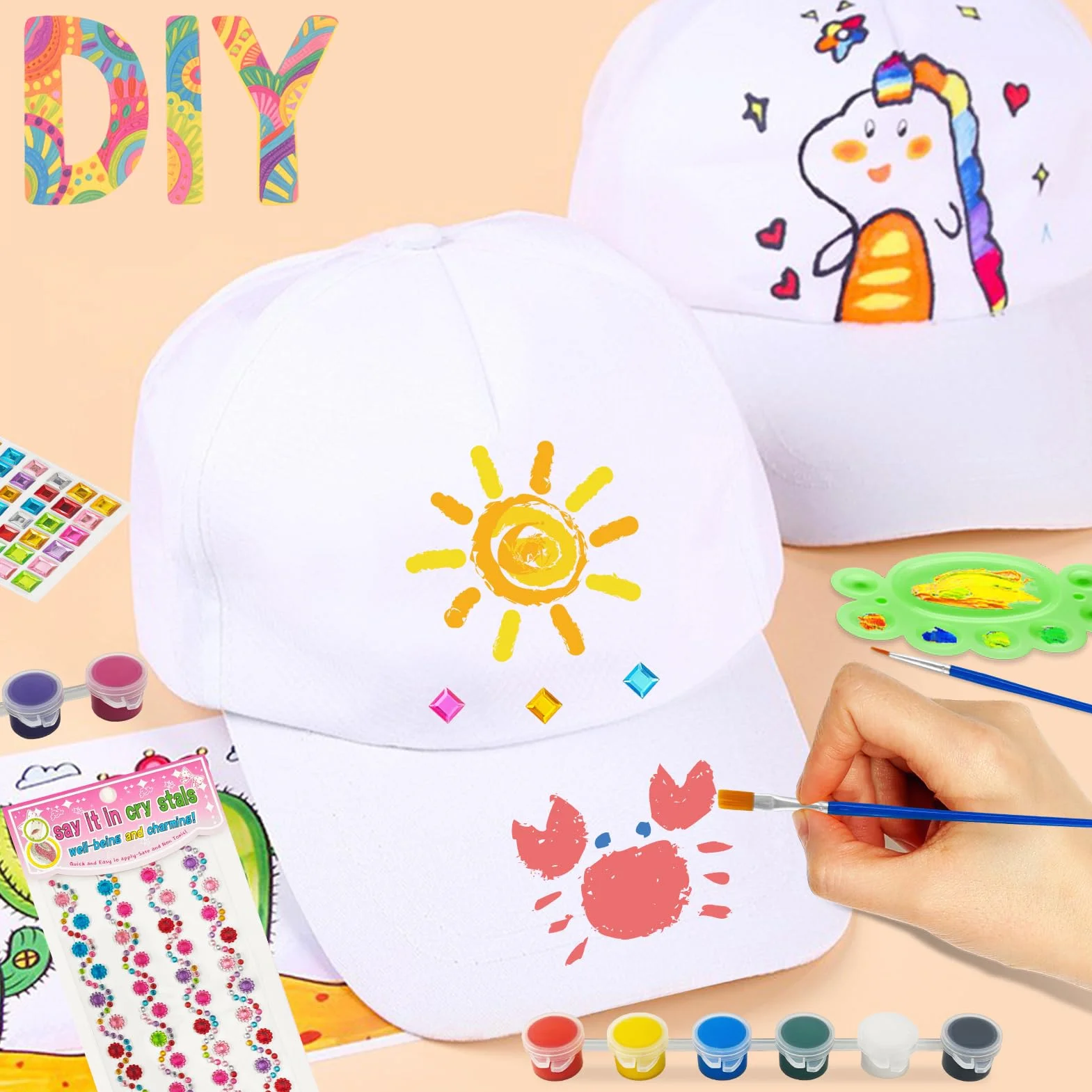 Gorras de Béisbol en Blanco para Niños DIY 6 Piezas