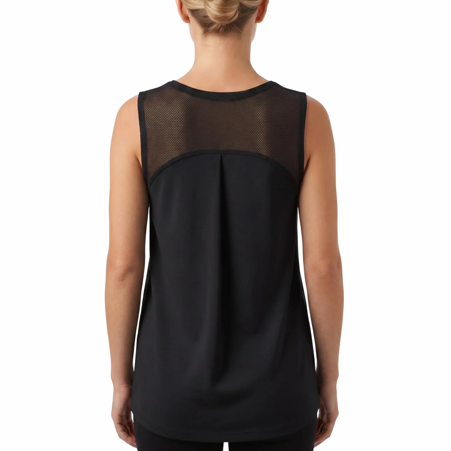 Camiseta Deportiva Mujer Espalda Malla Top Transpirable Secado Rápido Sin Mangas Fitness Alta Elasticidad Ligero Yoga Cuello Redondo Running Gimnasio