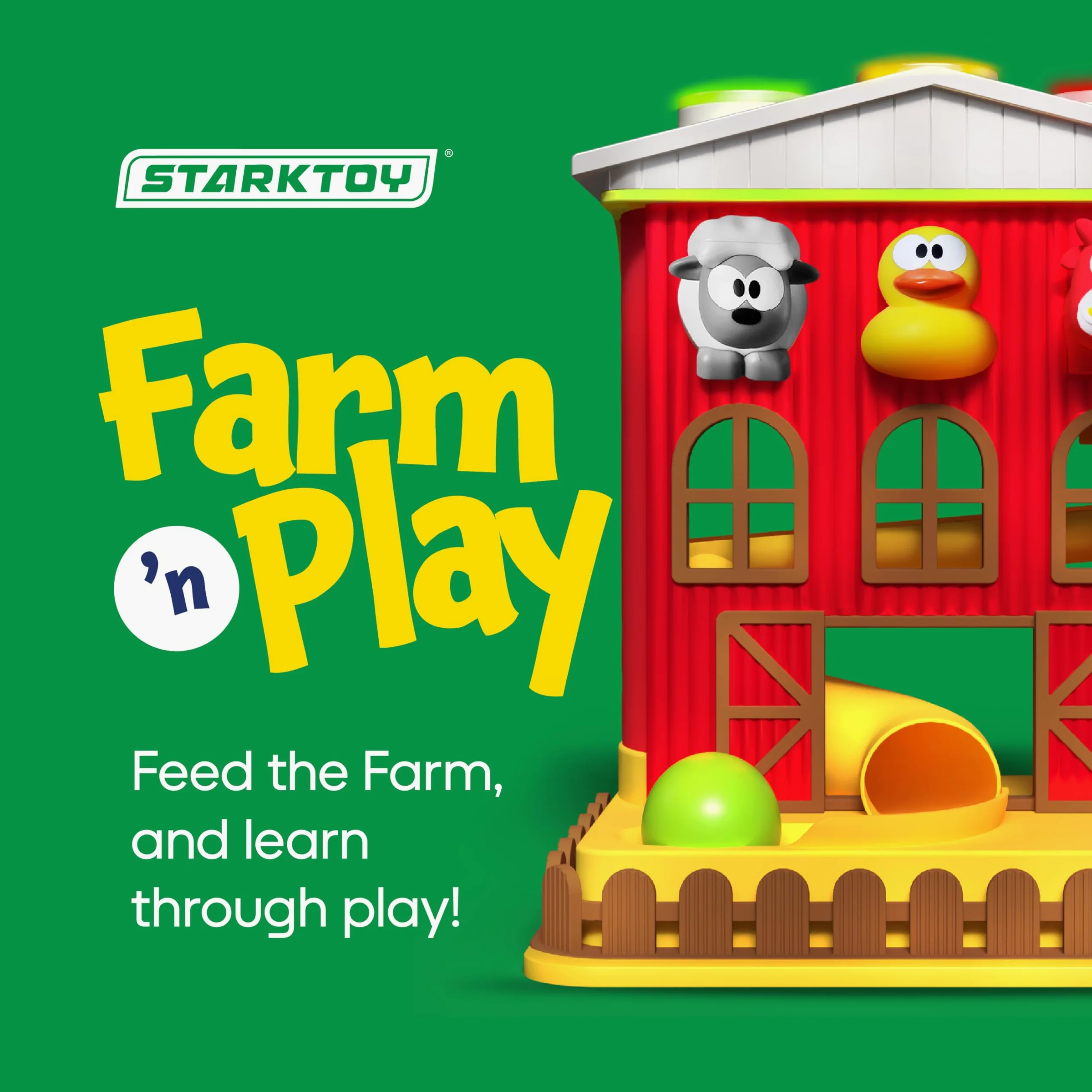 Farm 'n Play Pound A Ball Barn House, juguete de aprendizaje divertido interactivo para bebés y niños pequeños de 6 meses, juguetes Montessori para niños y niñas de 1 a 2 años