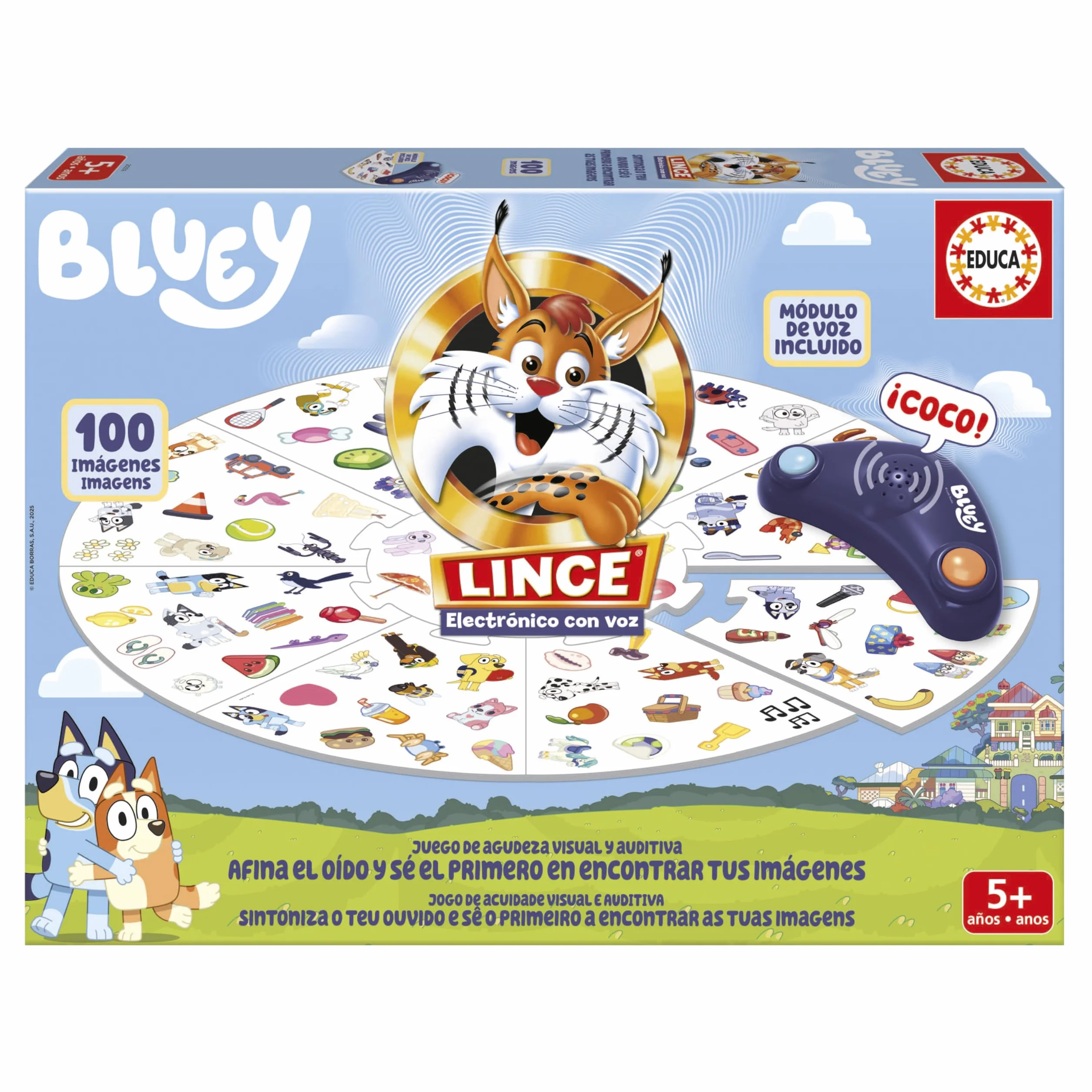 Educa - Lince Bluey Juego de Mesa Infantil | Lince Electrónico Original | Juego Rápido de Observación y Agudeza Visual | Diversión en Familia | Regalo para Niños a Partir de 5 años (20359)