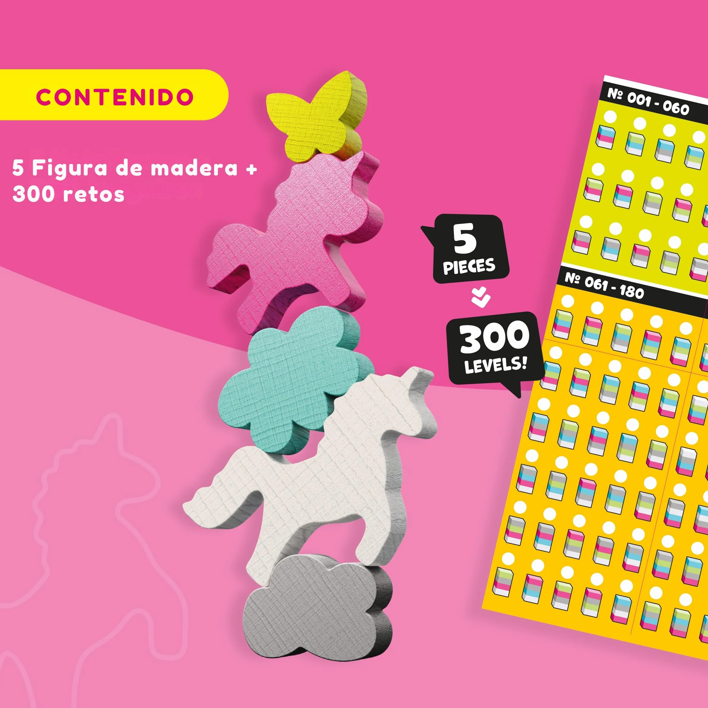 HABA 2013866001 - Stacking Challenge Unicorns, Juego Infantil con retos de apilar, Solitario, de Viaje. Más 6 años