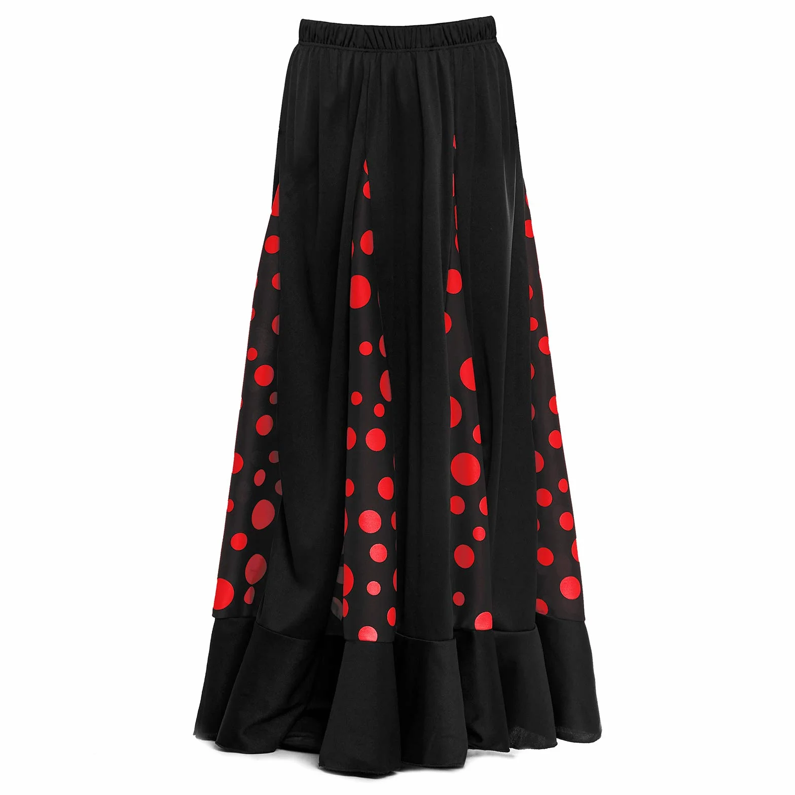 Falda Flamenca Mujer Negra con Quillas Lunares Rojos Tallas Adulto S a XXL Ensayo Baile Danza Disfraz