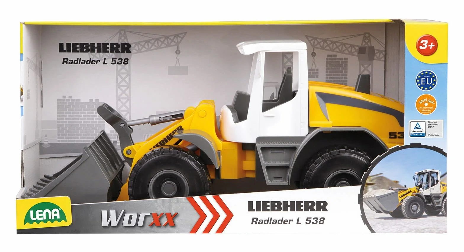 Lena - Worxx Liebherr L538 Robusto Cargador Juguete por 3+ Años Niños, Amarillo