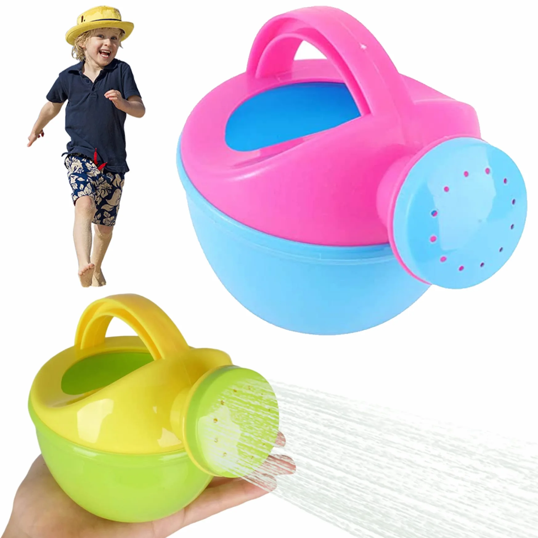 Regadera de Playa para niños pequeños, regaderas para niños, 2 Piezas de Juguete de plástico, Juguetes de baño Divertidos, jardinería educativa para (Color Aleatorio) para Uso Diario