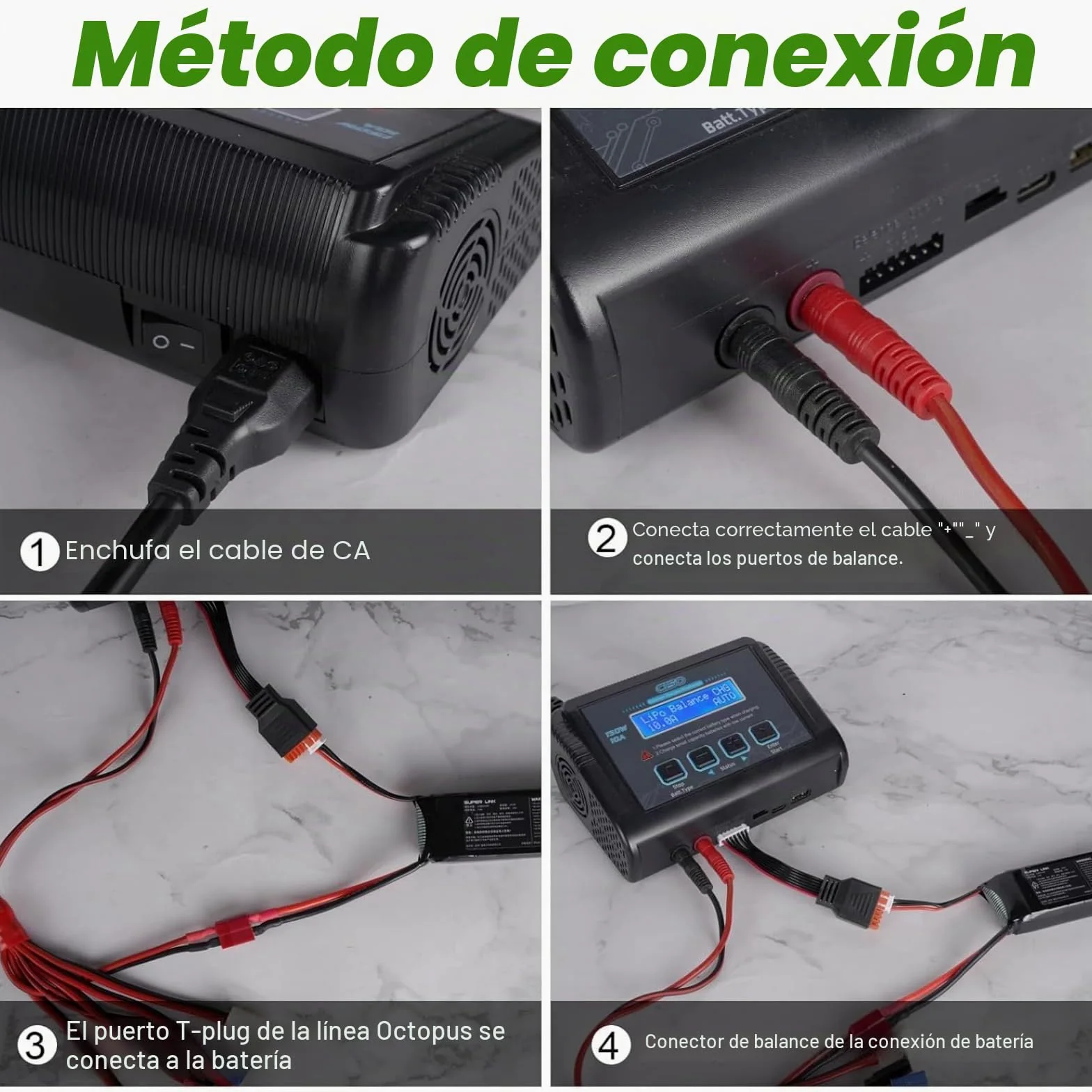 Cargador/descargador Inteligente de baterías de Litio C150 de 150 W y 10 A, Cargador RC para baterías LiPo, Li-Ion, Life, LiHV, NiMH, NiCd y PB, con Control por Pantalla LCD, múltiples interfaces