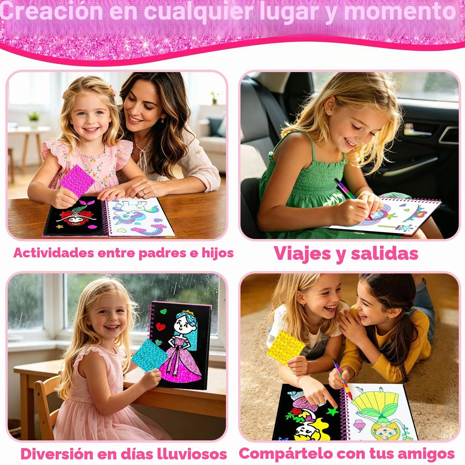 FUNNYB&G Manualidades infantiles con foil, Creativo Kit Manualidades niños, Juguete Niña Regalos Para de 3 4 5 6 7 8 9 12 Años Niño cumpleaños (Princesa)