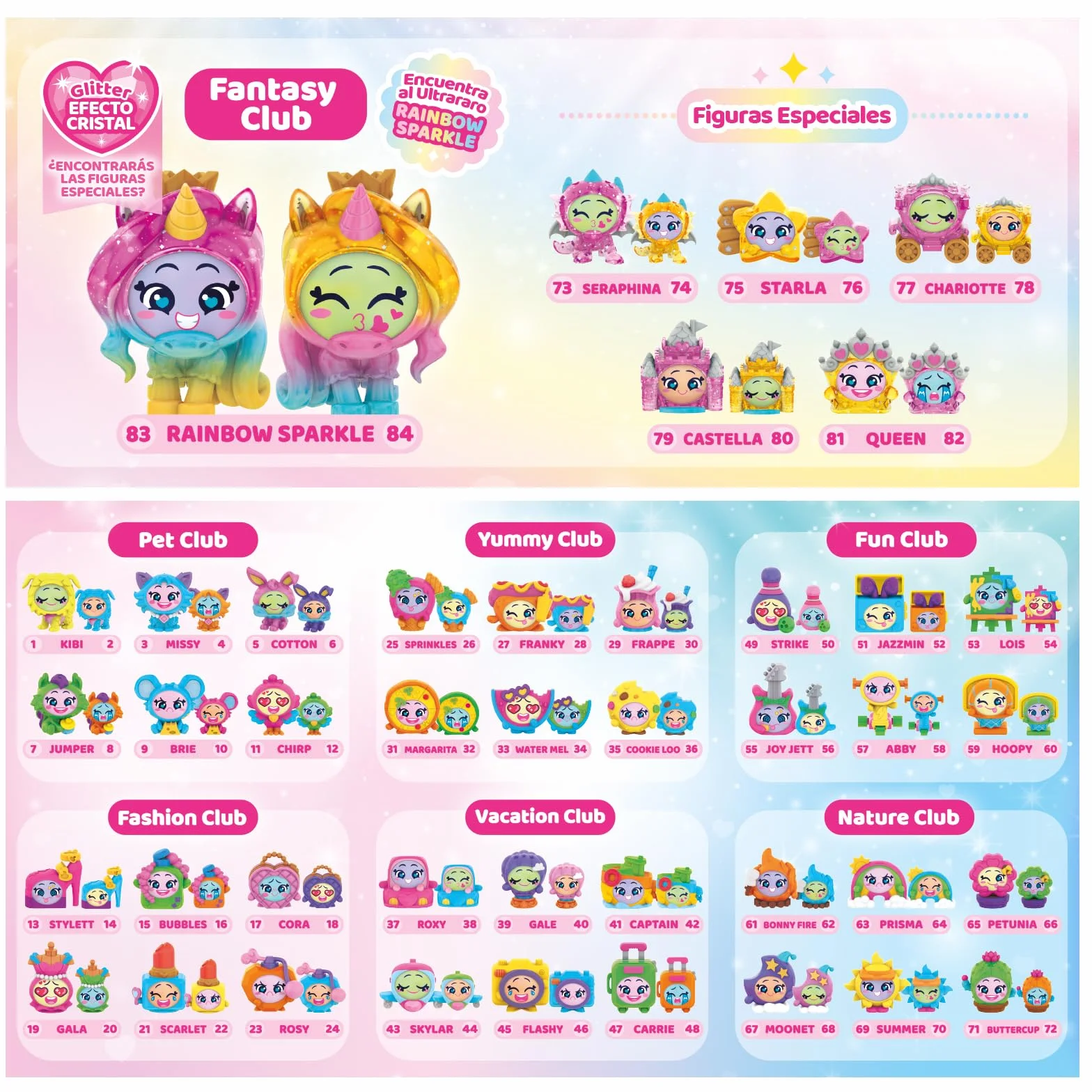 MOJIPOPS Rainbow Series – One Pack. Caja con 24 sobres con figuras coleccionables. Cada sobre Contiene 1 Mojipop sorpresa y 1 Checklist