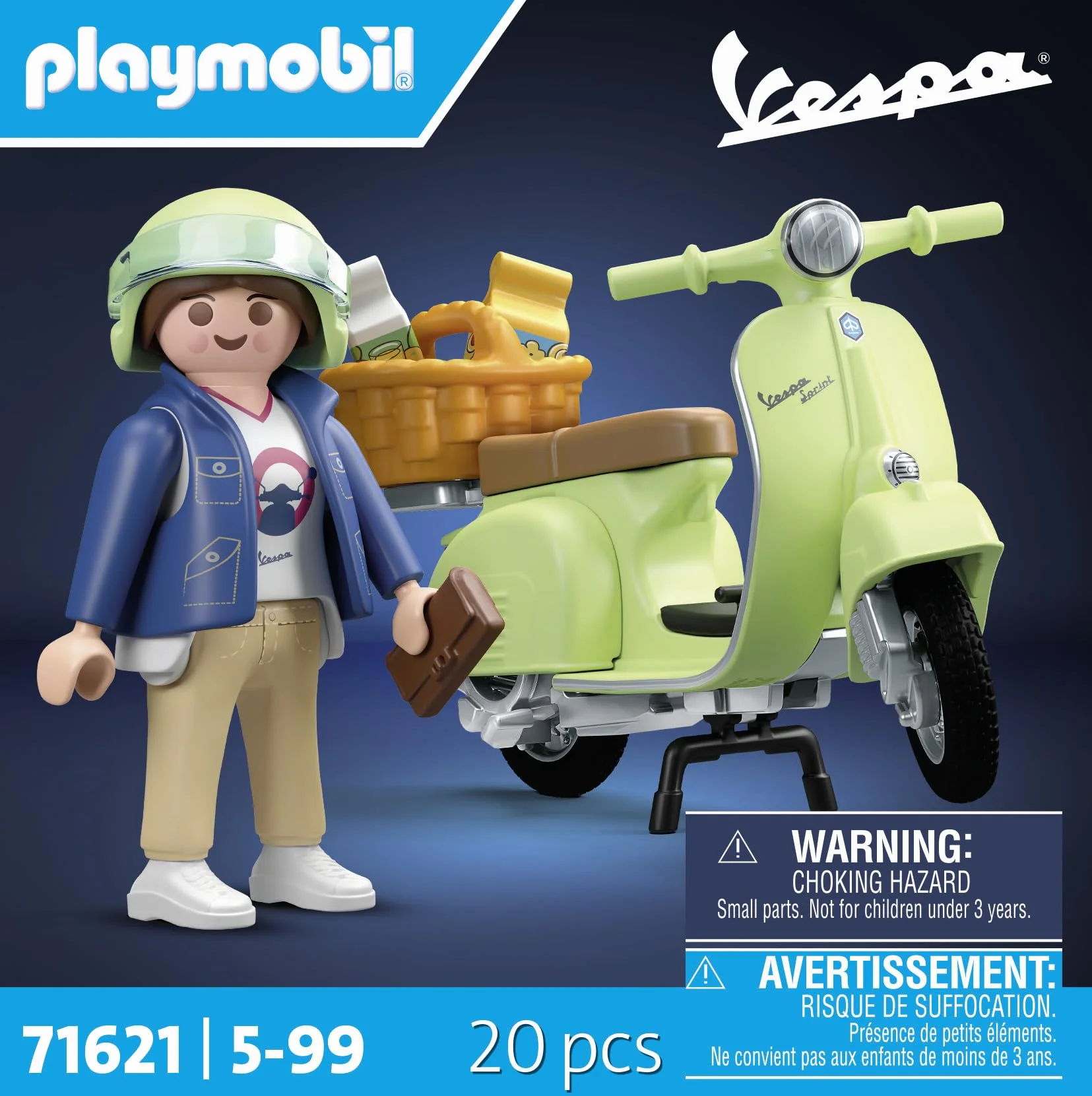 PLAYMOBIL Cars 71621 1969 Vespa 150 Sprint Veloce, Verde Claro, Modelo Fiel para Coleccionistas