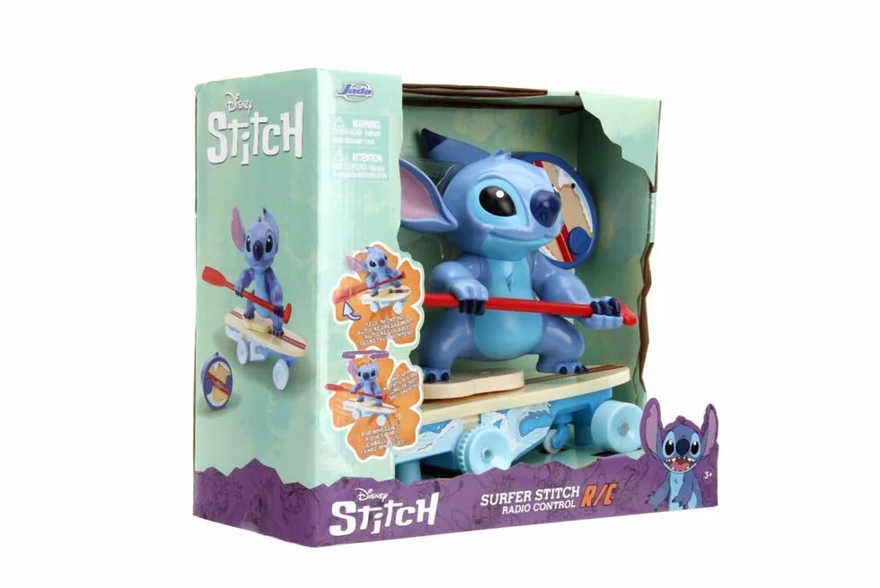 Jada - Disney Stitch Surfer Radiocontrolado - Personaje Gira 360° - Se Levanta Solo - Producto Oficial - A Partir de 3 Años