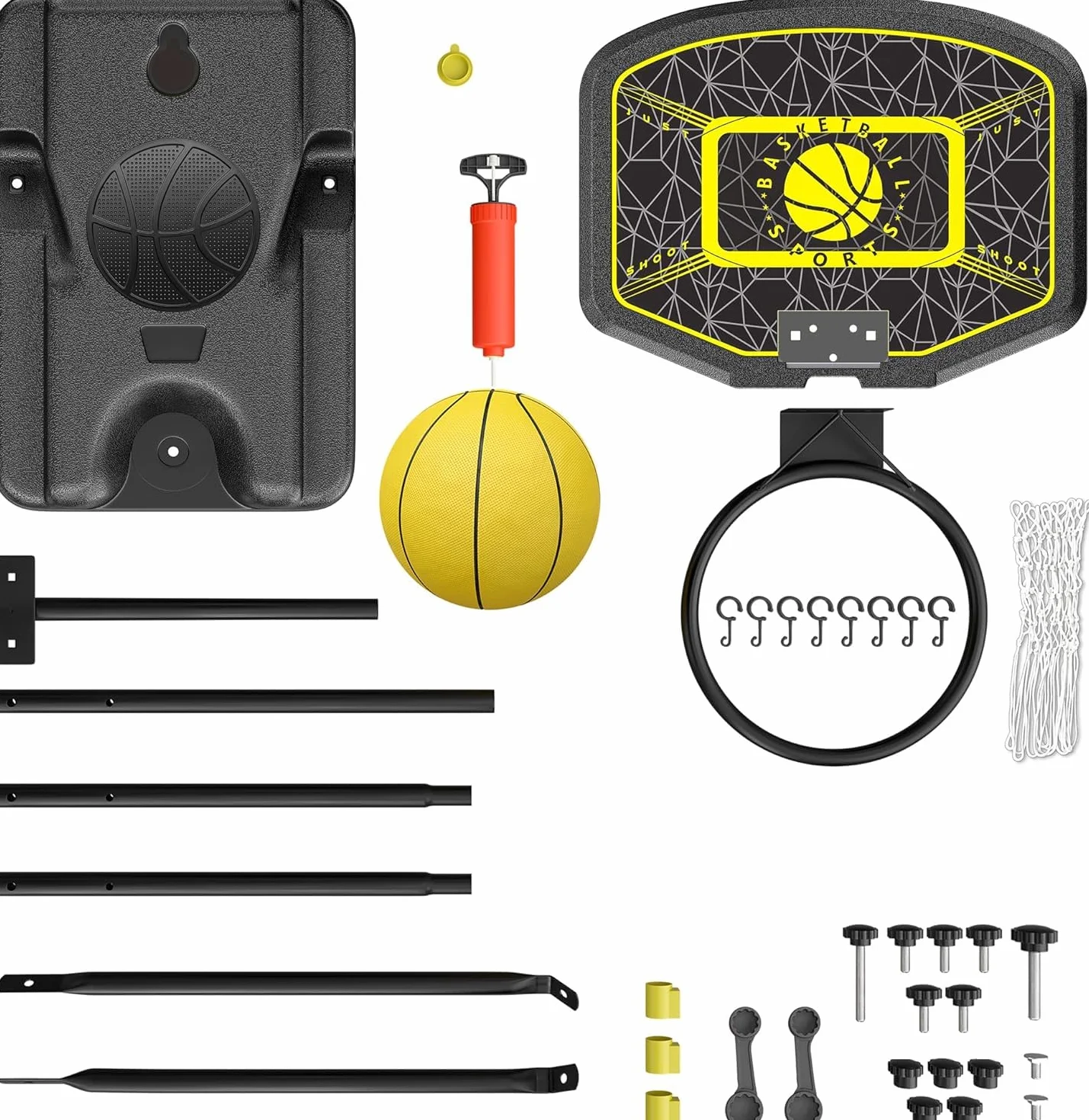 Canasta Baloncesto para Niños Canastas Baloncesto Infantiles Exterior Juego Portátil de Soporte de Baloncesto Ajustable en Altura 110-190cm