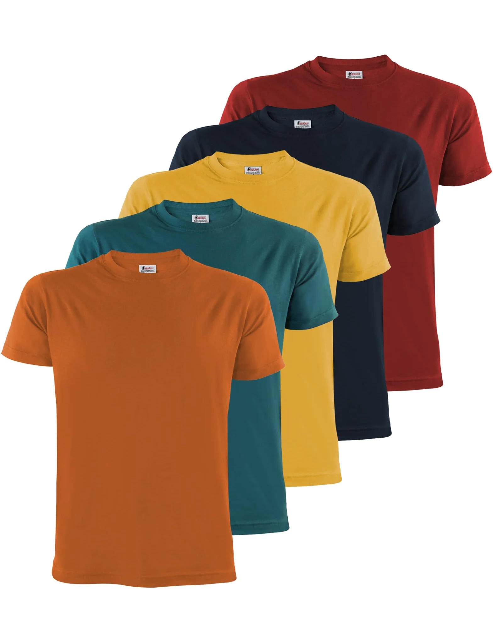 ALPIDEX T-Shirt Hombre Pack de 5 Cuello Redondo 100% Algodón Unicolor Manga Corta Casual