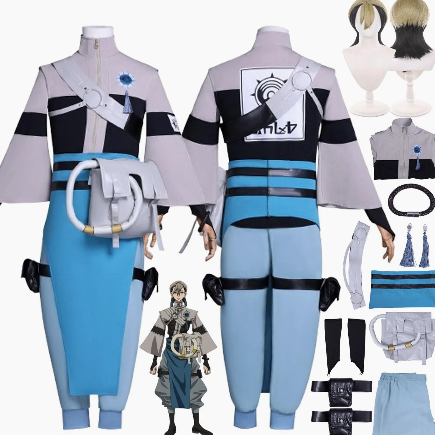 Anime Personaje Zanka Nijiku Disfraz de Cosplay Rudo Shuaburekku Juego de Rol Uniforme Conjunto Completo Halloween Carnaval Fiesta Traje de Vestir con Peluca para Hombres